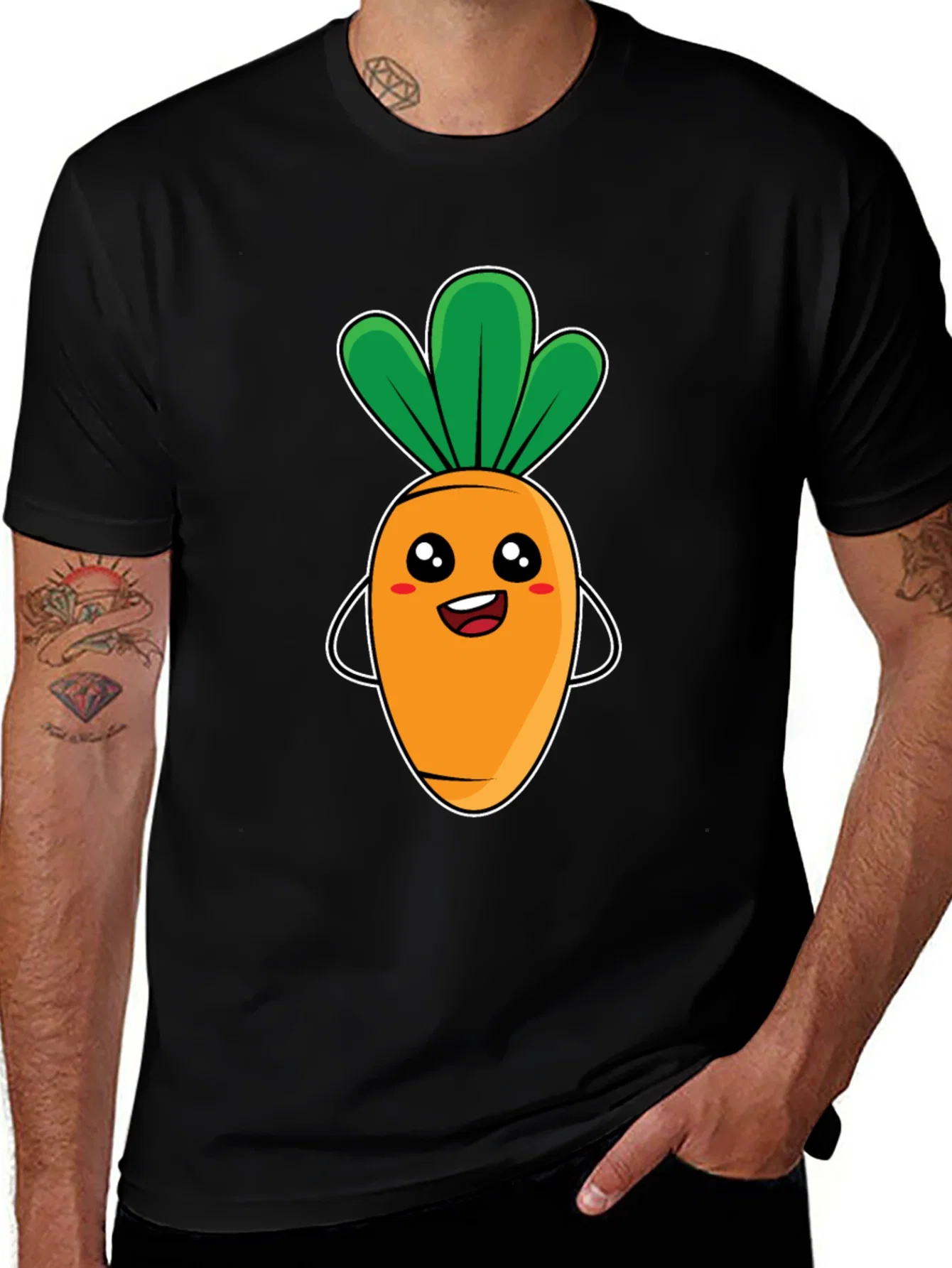 Rebbecca Cute Carrot Graphic Tee - Black Unisex T-Shirt