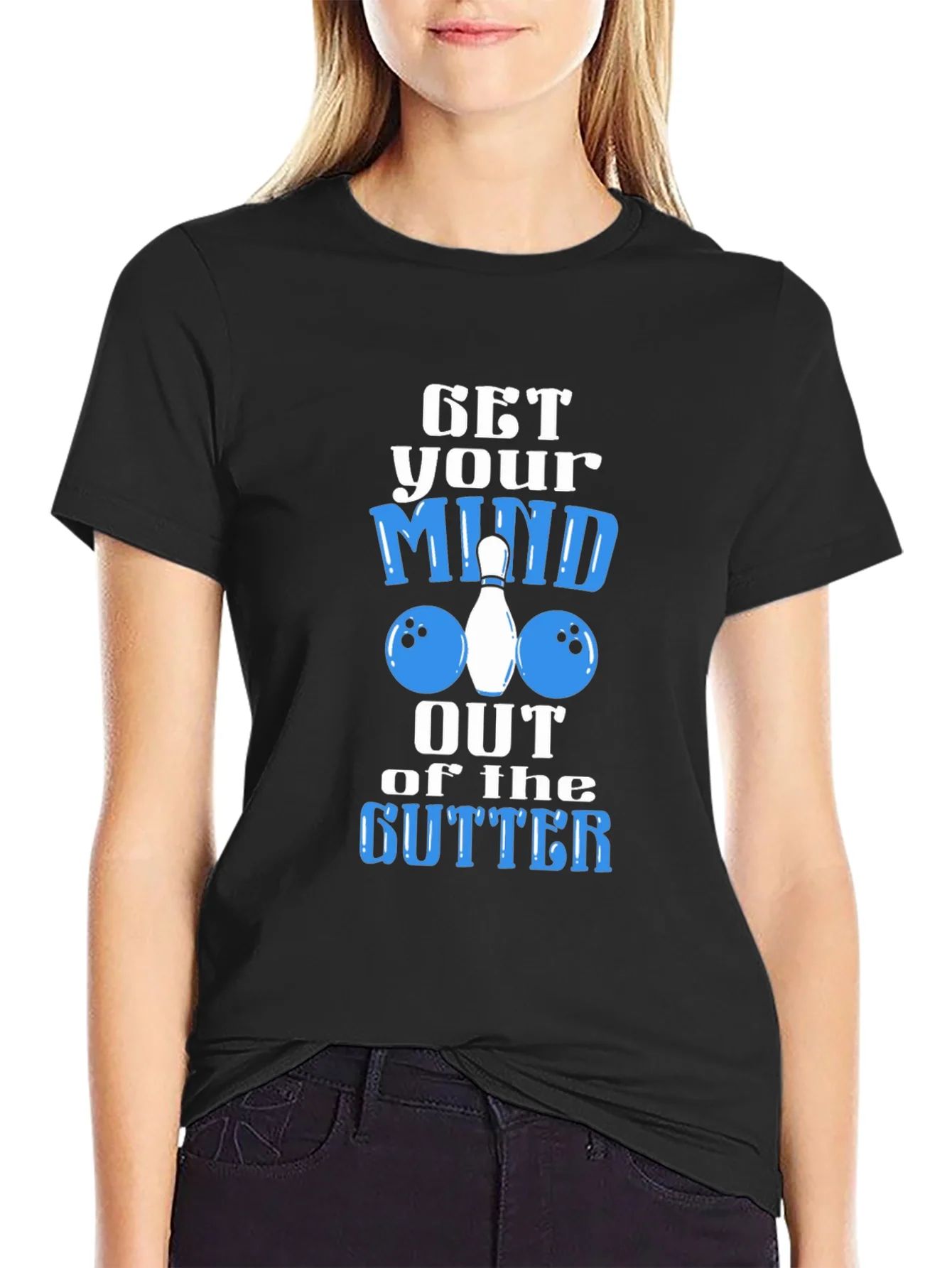 Camiseta Negra con Dise?o de Bowling