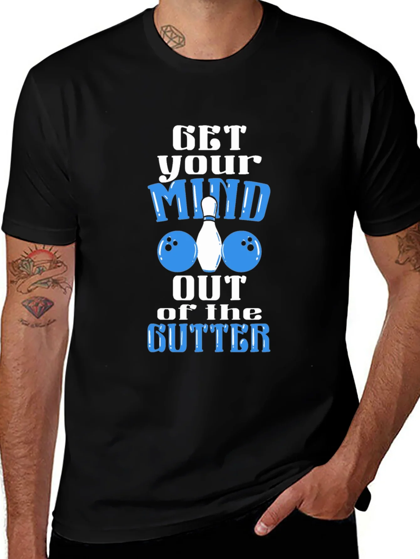 Camiseta Negra con Dise?o de Bowling