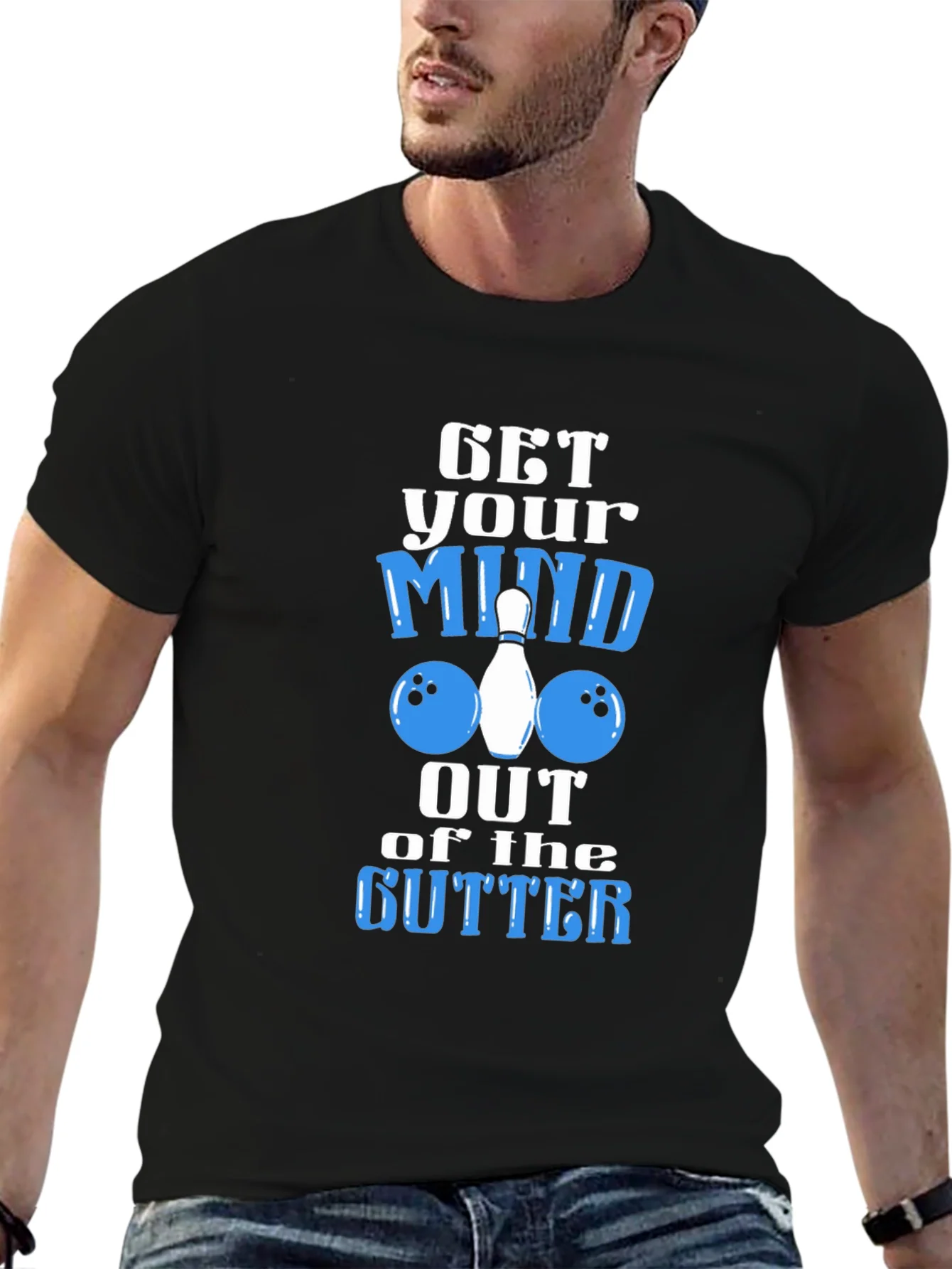 Camiseta Negra con Dise?o de Bowling