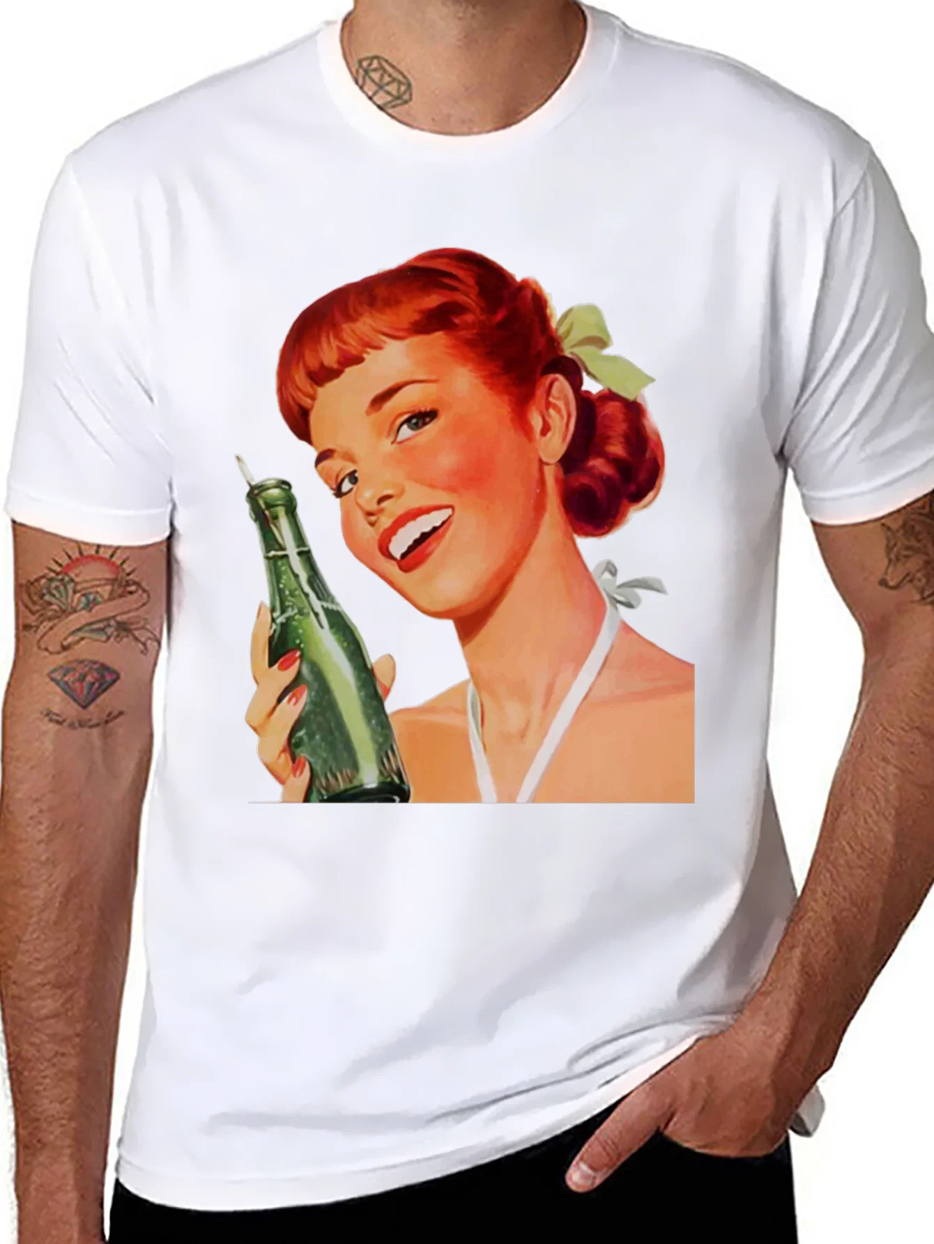 Rebbecca Retro Pin-Up Girl Black Graphic Tee