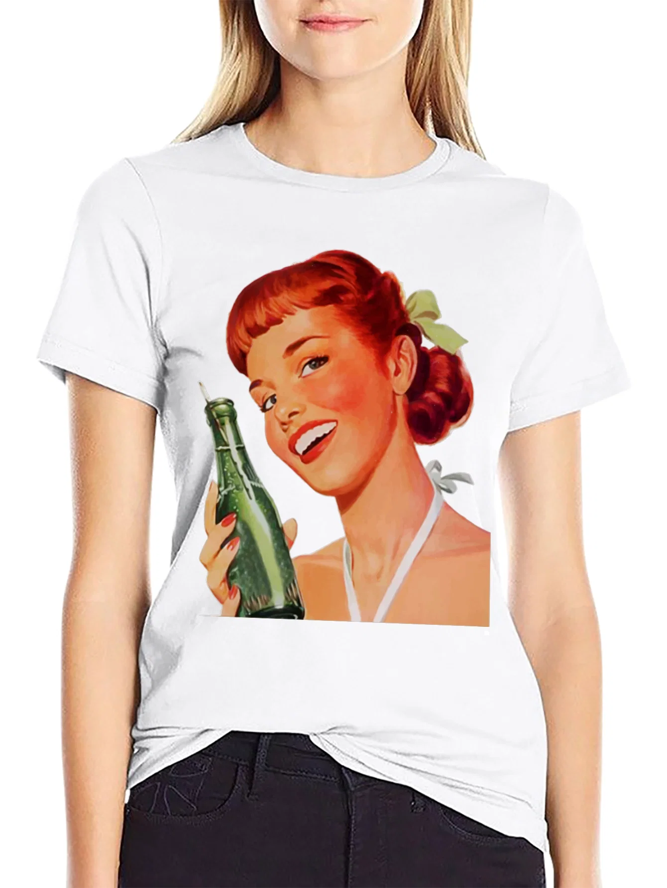 Rebbecca Retro Pin-Up Girl Black Graphic Tee