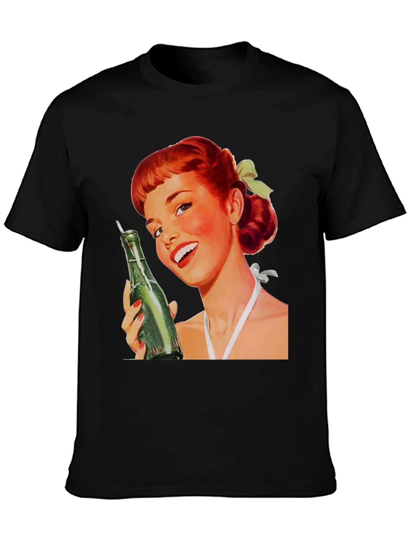 Rebbecca Retro Pin-Up Girl Black Graphic Tee