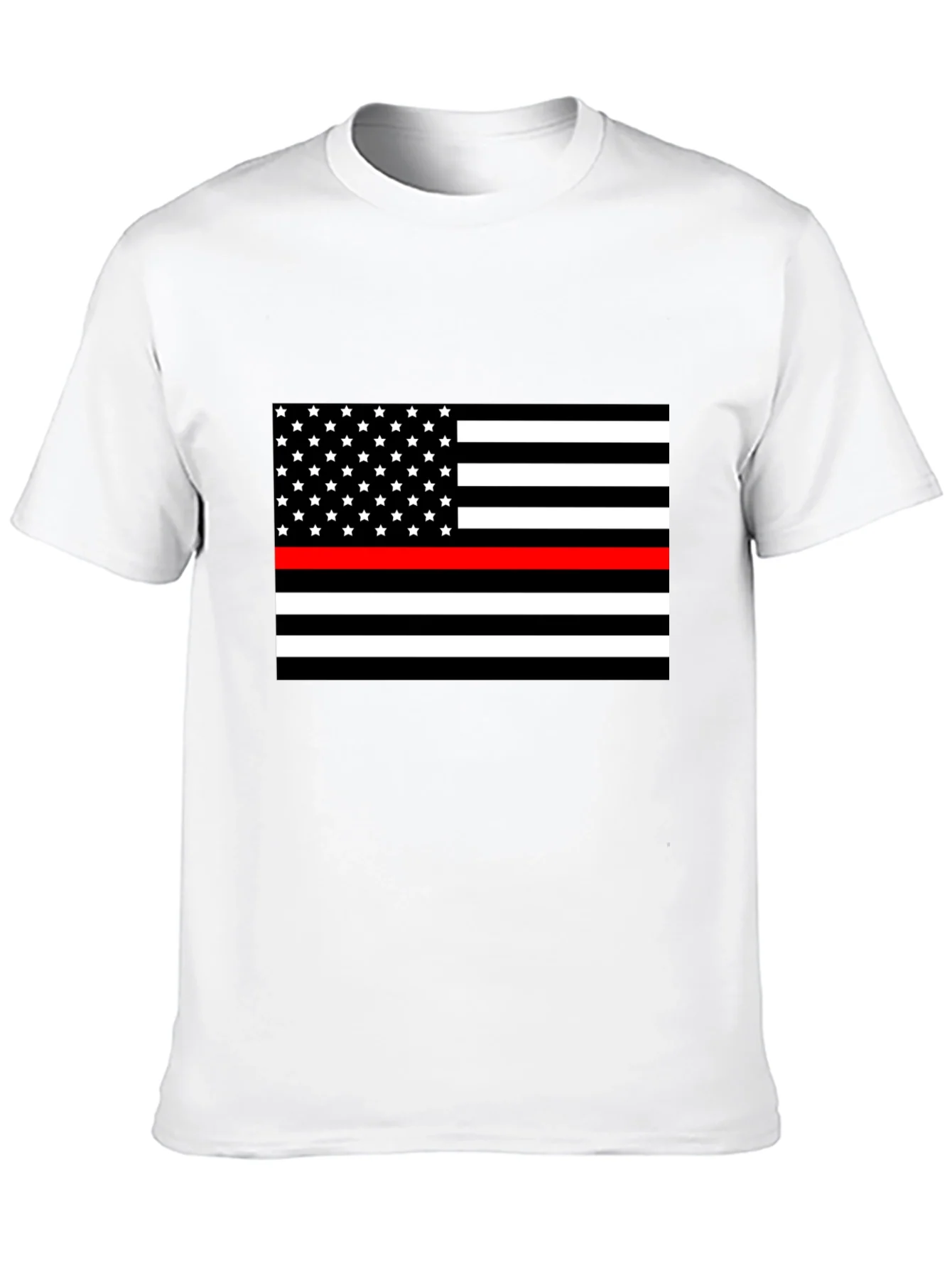 Camiseta Negra Bandera Americana Bomberos
