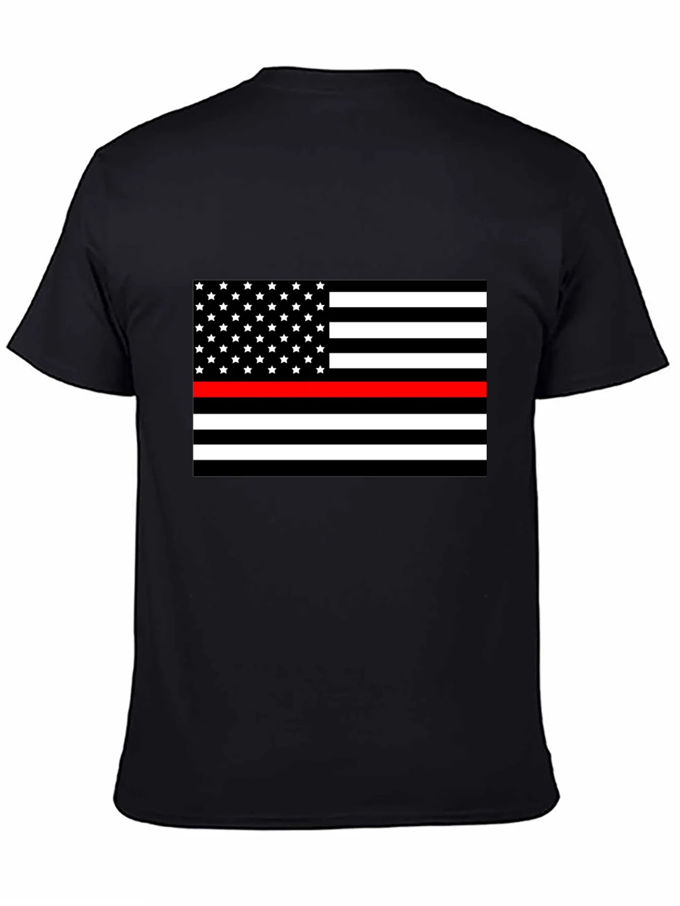 Camiseta Negra Bandera Americana Bomberos