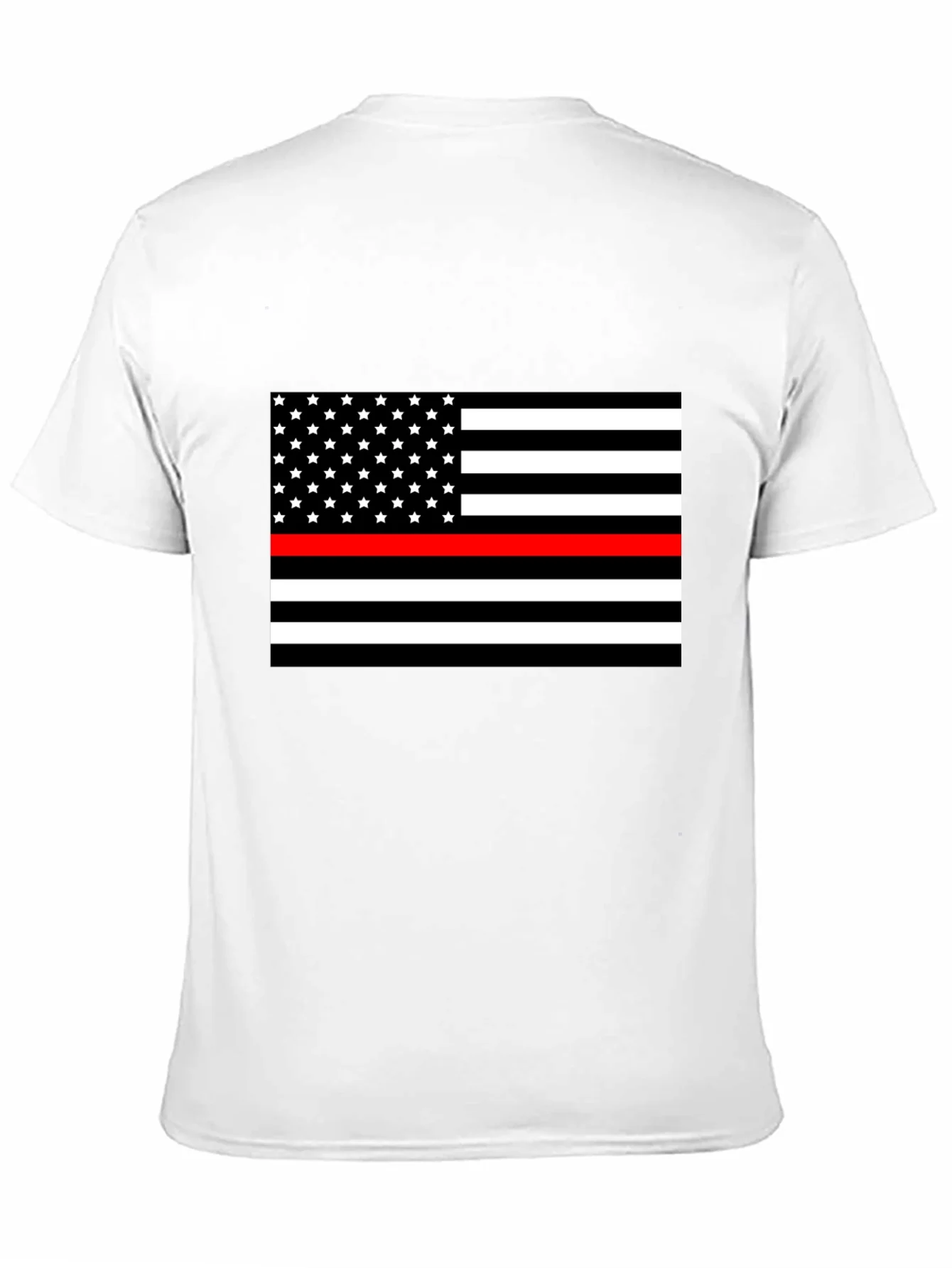 Camiseta Negra Bandera Americana Bomberos