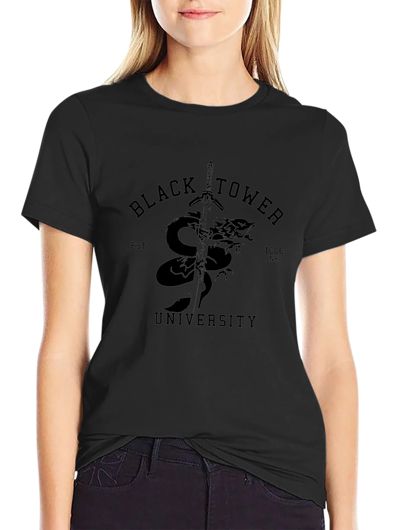 Camiseta Negra Black Tower University