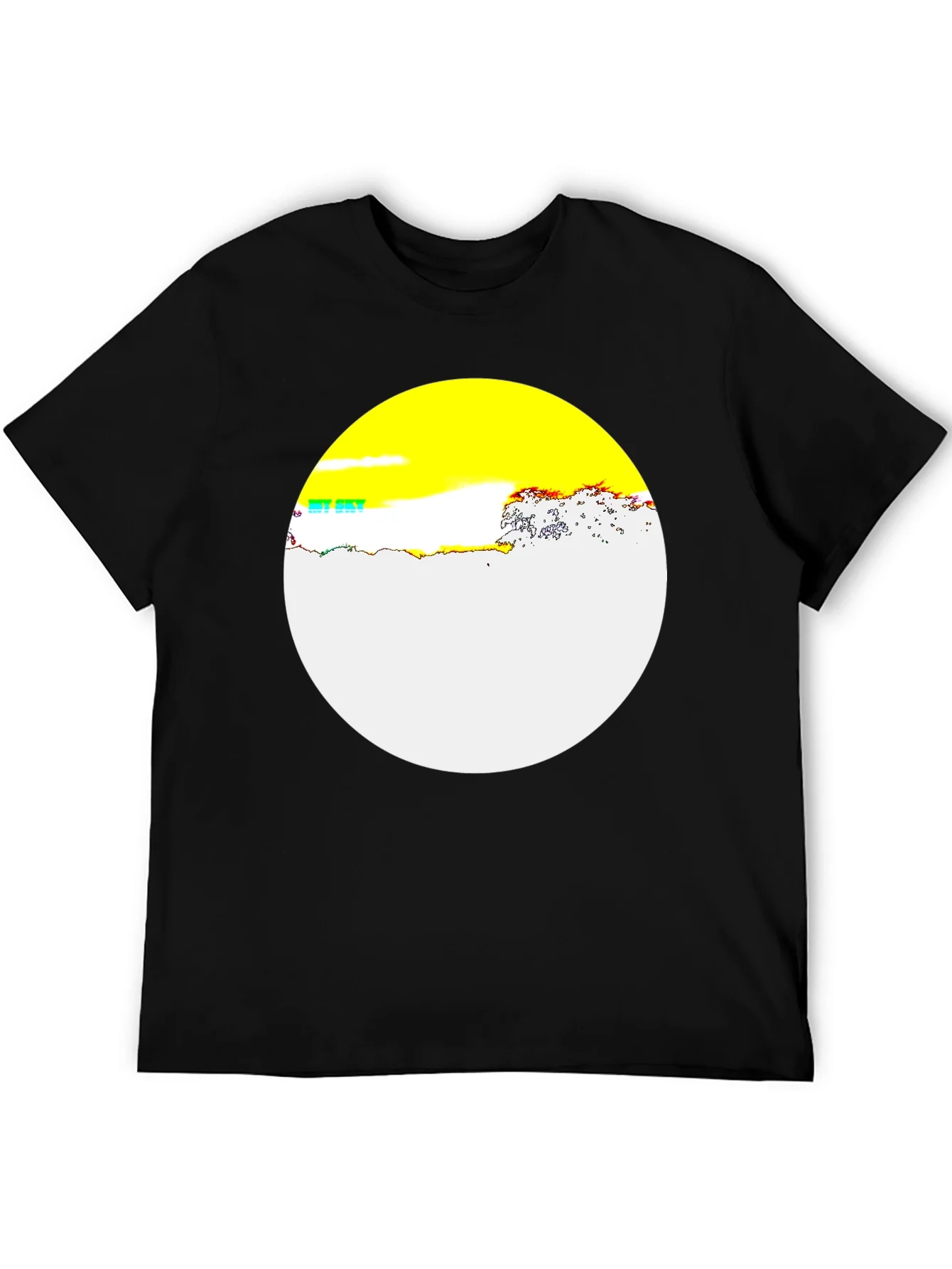 Camiseta Negra con Dise?o Circular Abstracto
