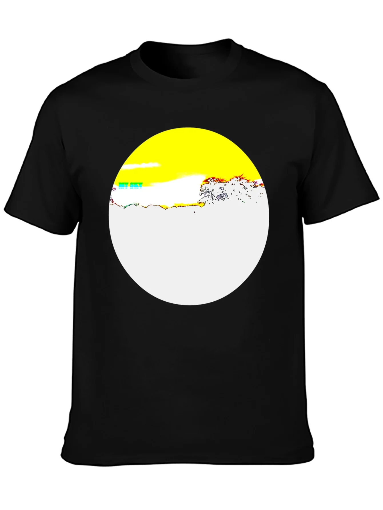 Camiseta Negra con Dise?o Circular Abstracto