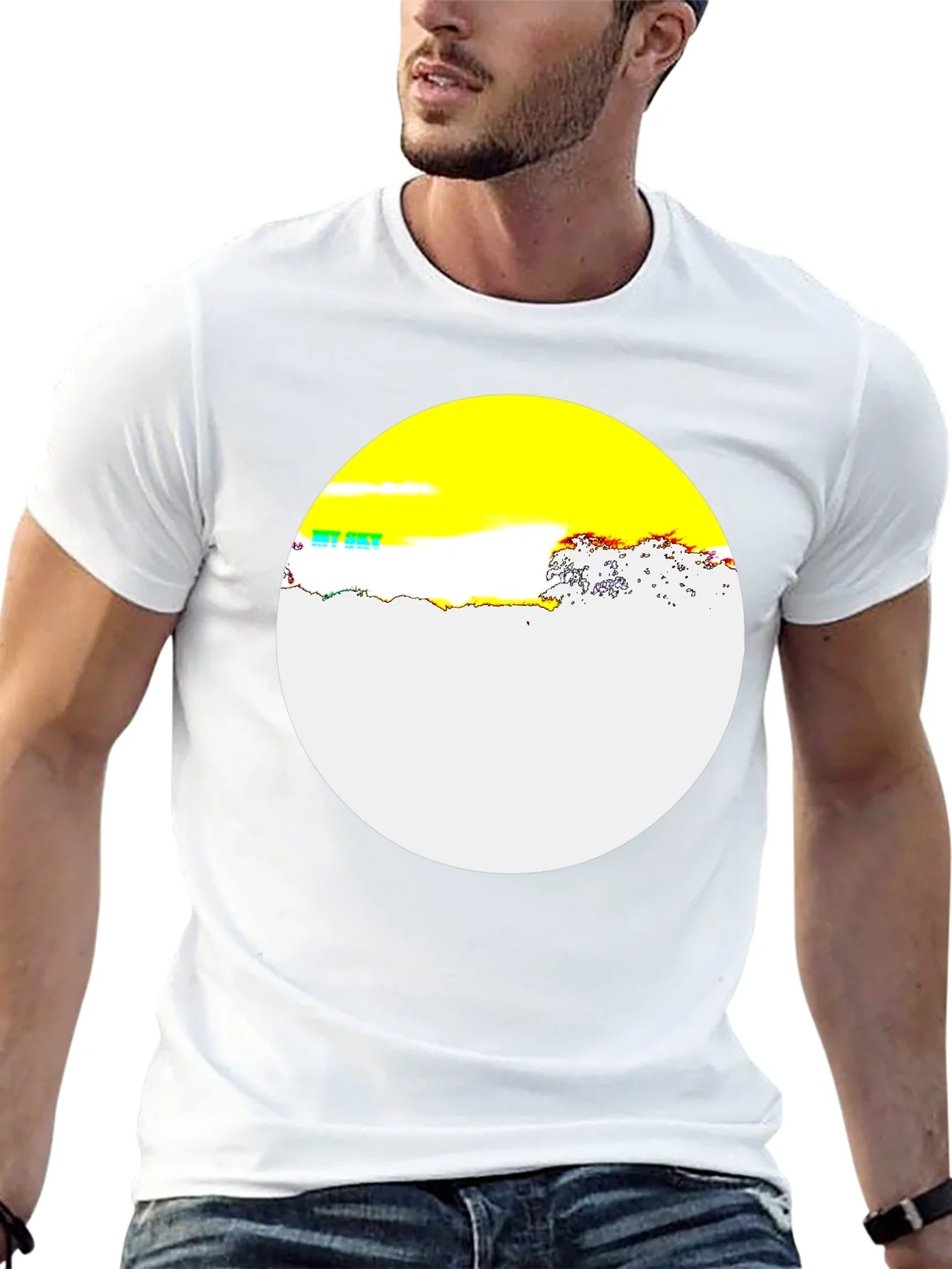 Camiseta Negra con Dise?o Circular Abstracto