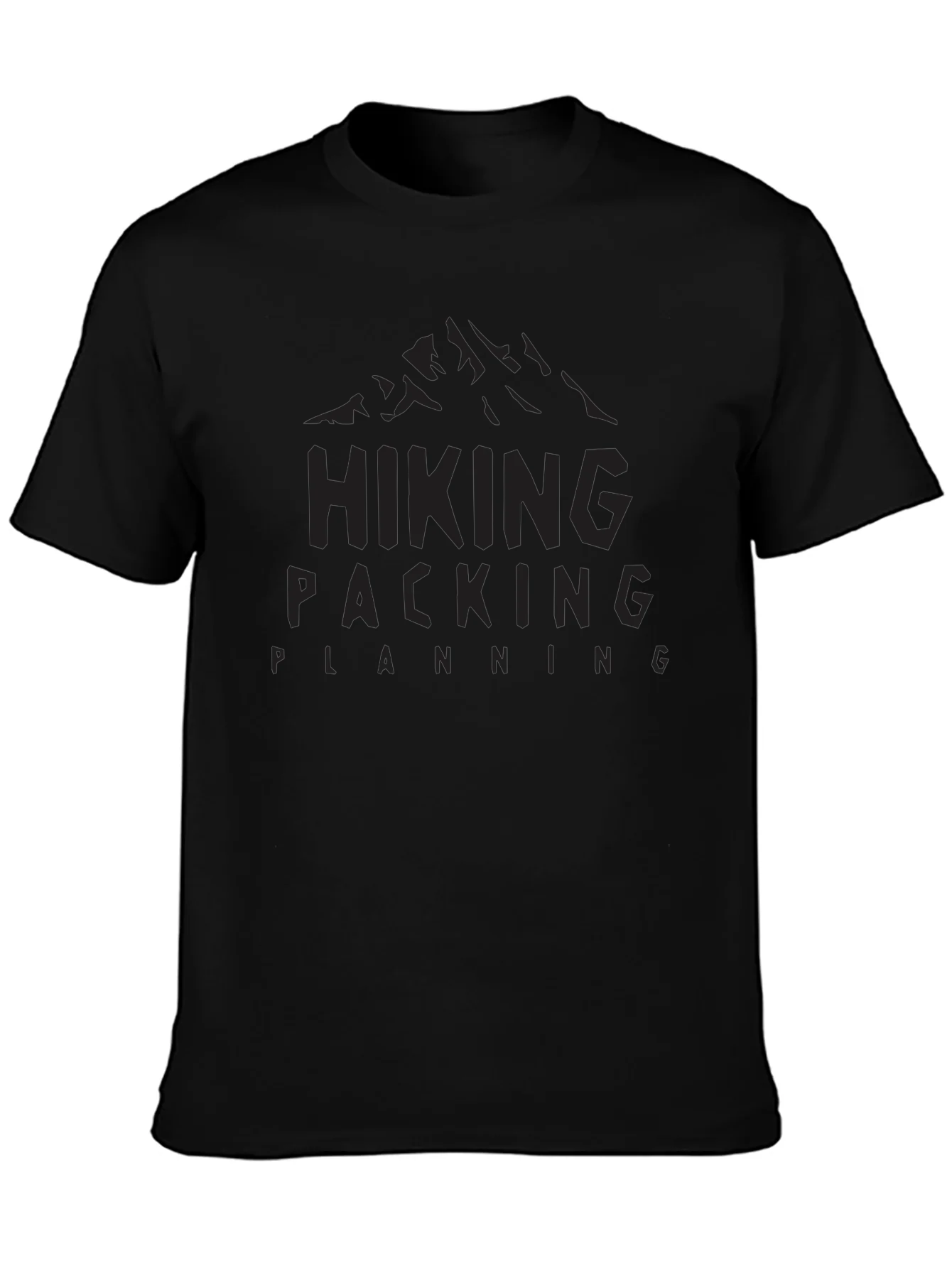 Camiseta Negra Hiking Packing Planning
