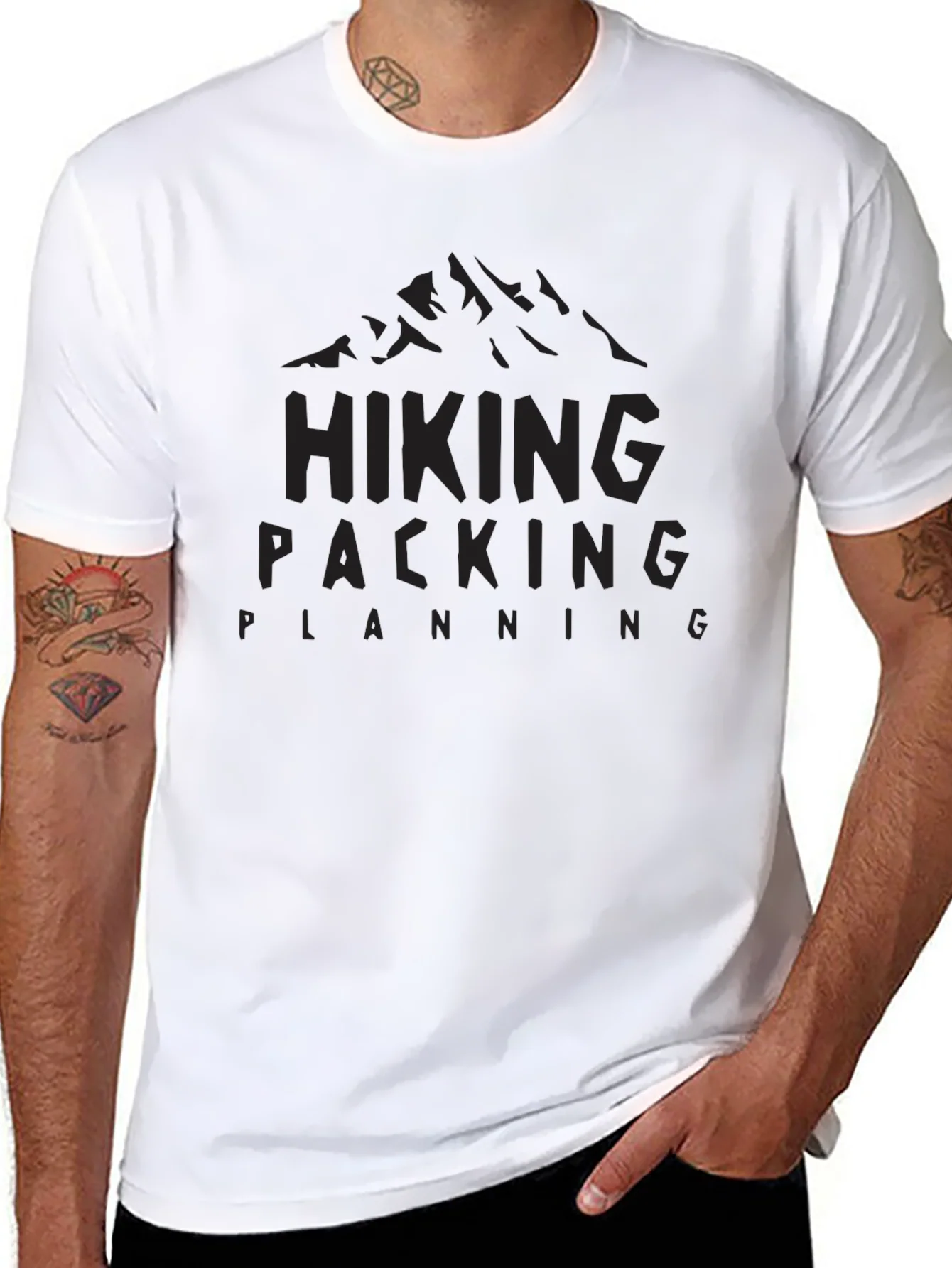Camiseta Negra Hiking Packing Planning