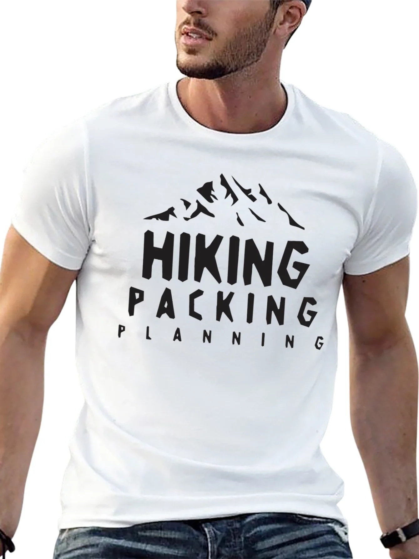 Camiseta Negra Hiking Packing Planning