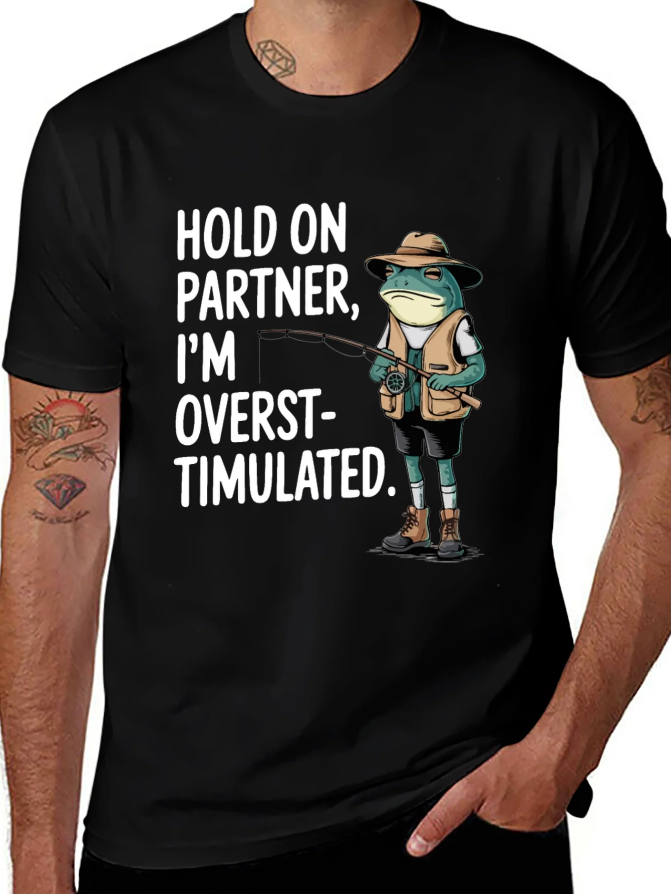 Rebbecca Funny Frog Fishing T-Shirt - Hold On Partner