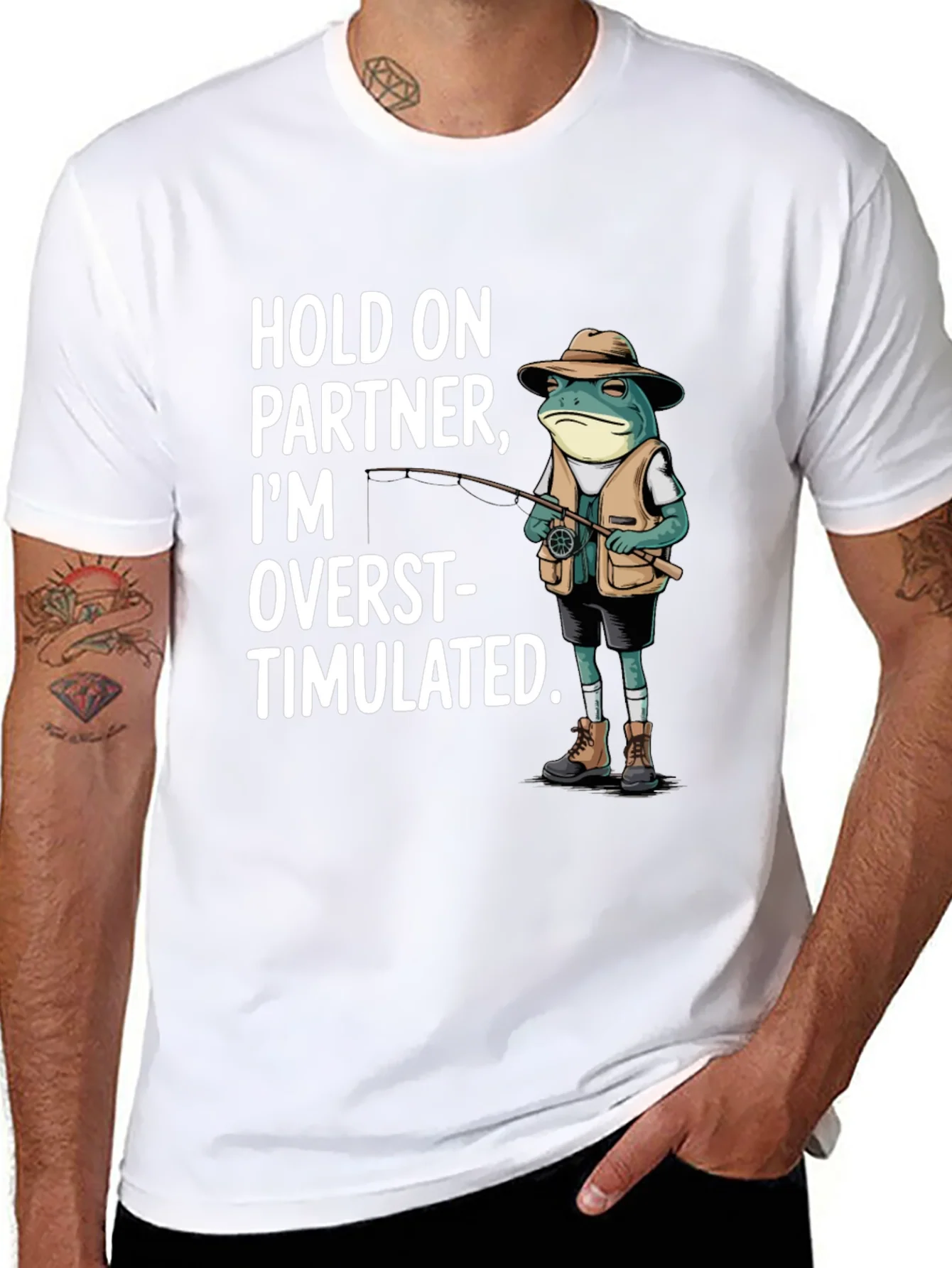 Rebbecca Funny Frog Fishing T-Shirt - Hold On Partner