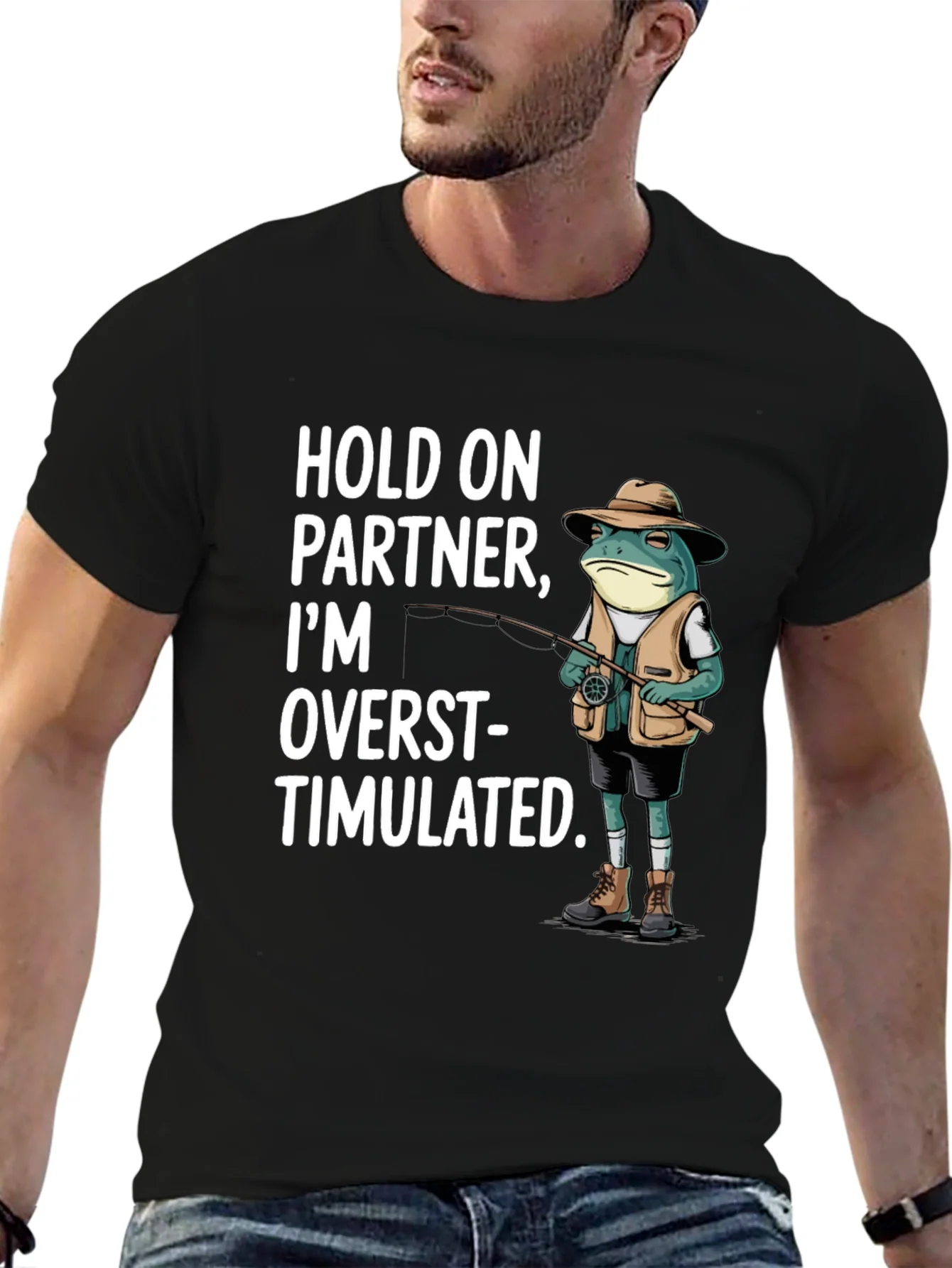 Rebbecca Funny Frog Fishing T-Shirt - Hold On Partner