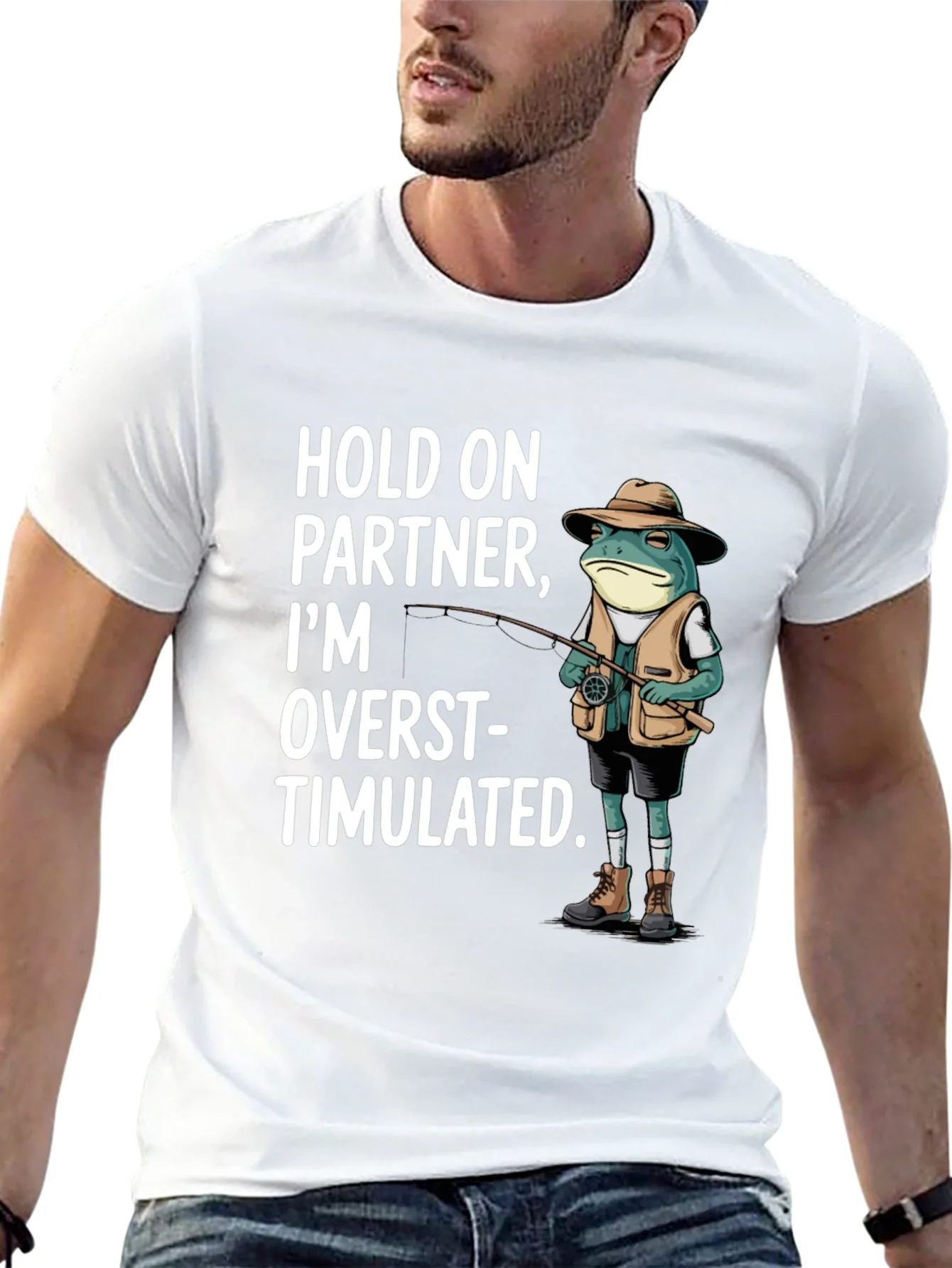 Rebbecca Funny Frog Fishing T-Shirt - Hold On Partner