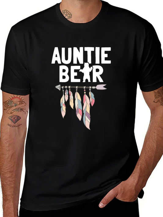 Camiseta Negra Auntie Bear con Dise?o de Flecha y Plumas