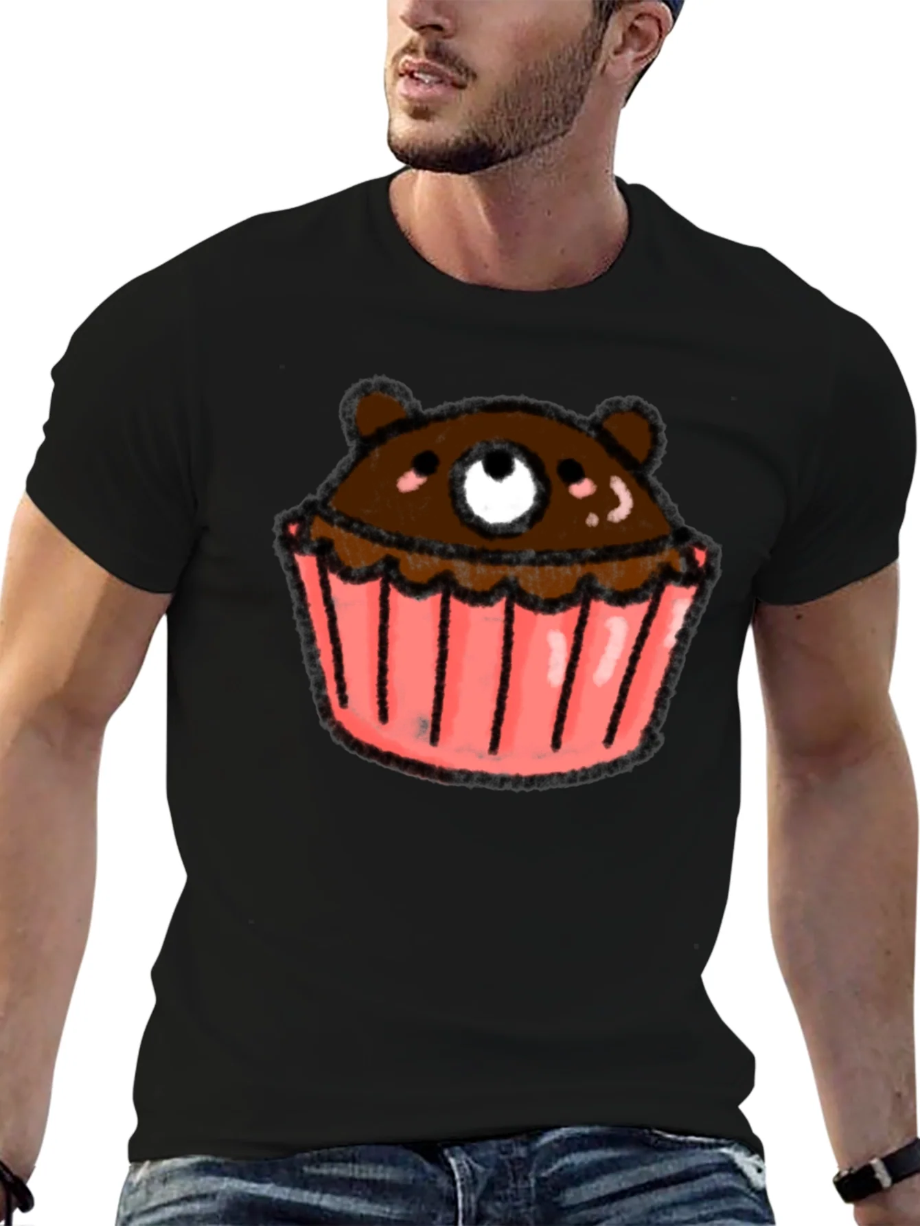 Rebbecca Bear Cupcake Graphic Tee - Black Cotton T-Shirt