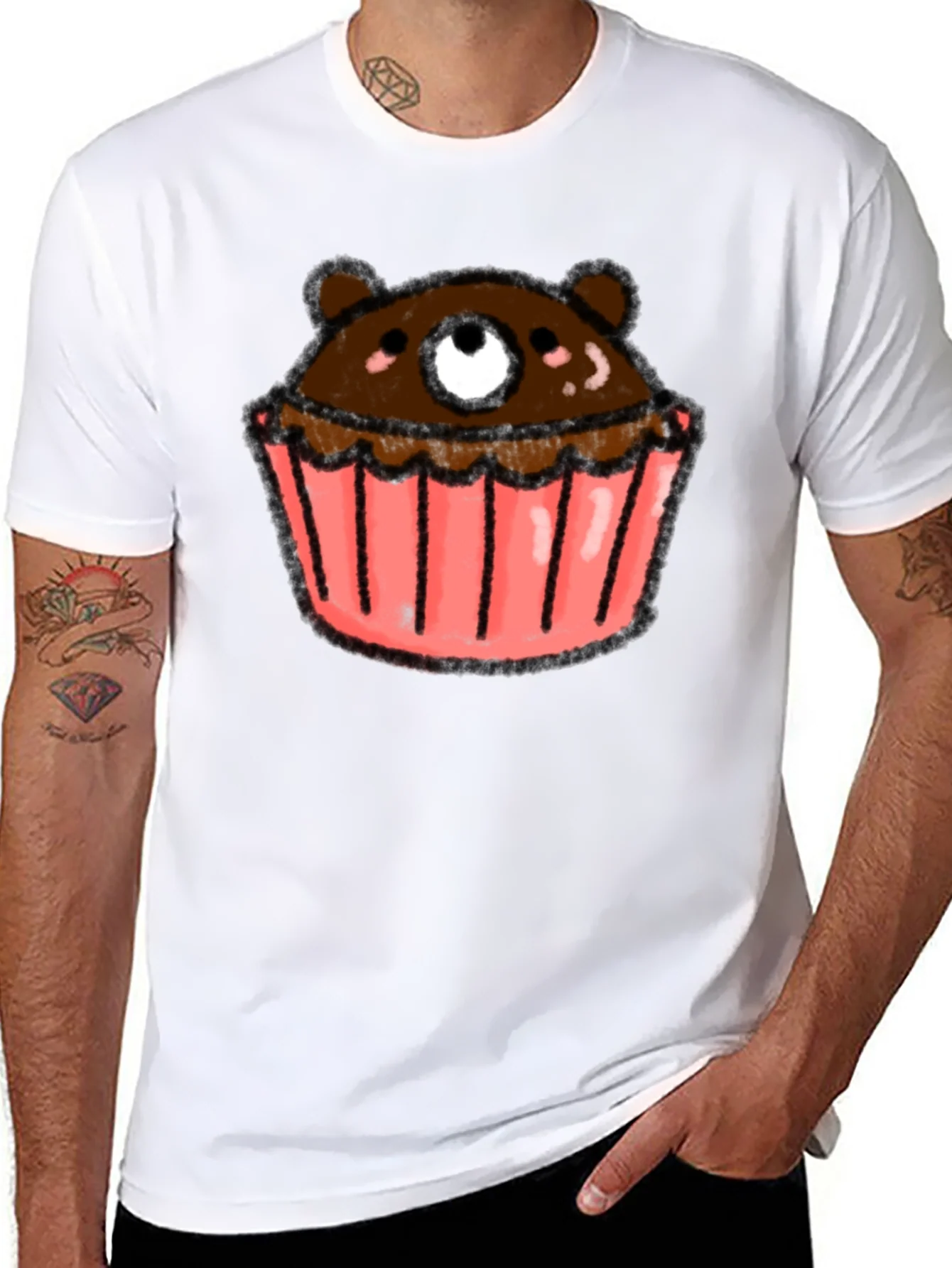 Rebbecca Bear Cupcake Graphic Tee - Black Cotton T-Shirt