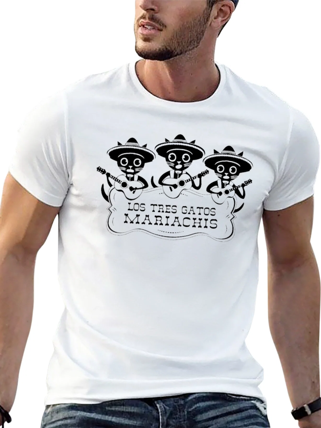 Rebbecca Los Tres Gatos Mariachis Black Graphic Tee