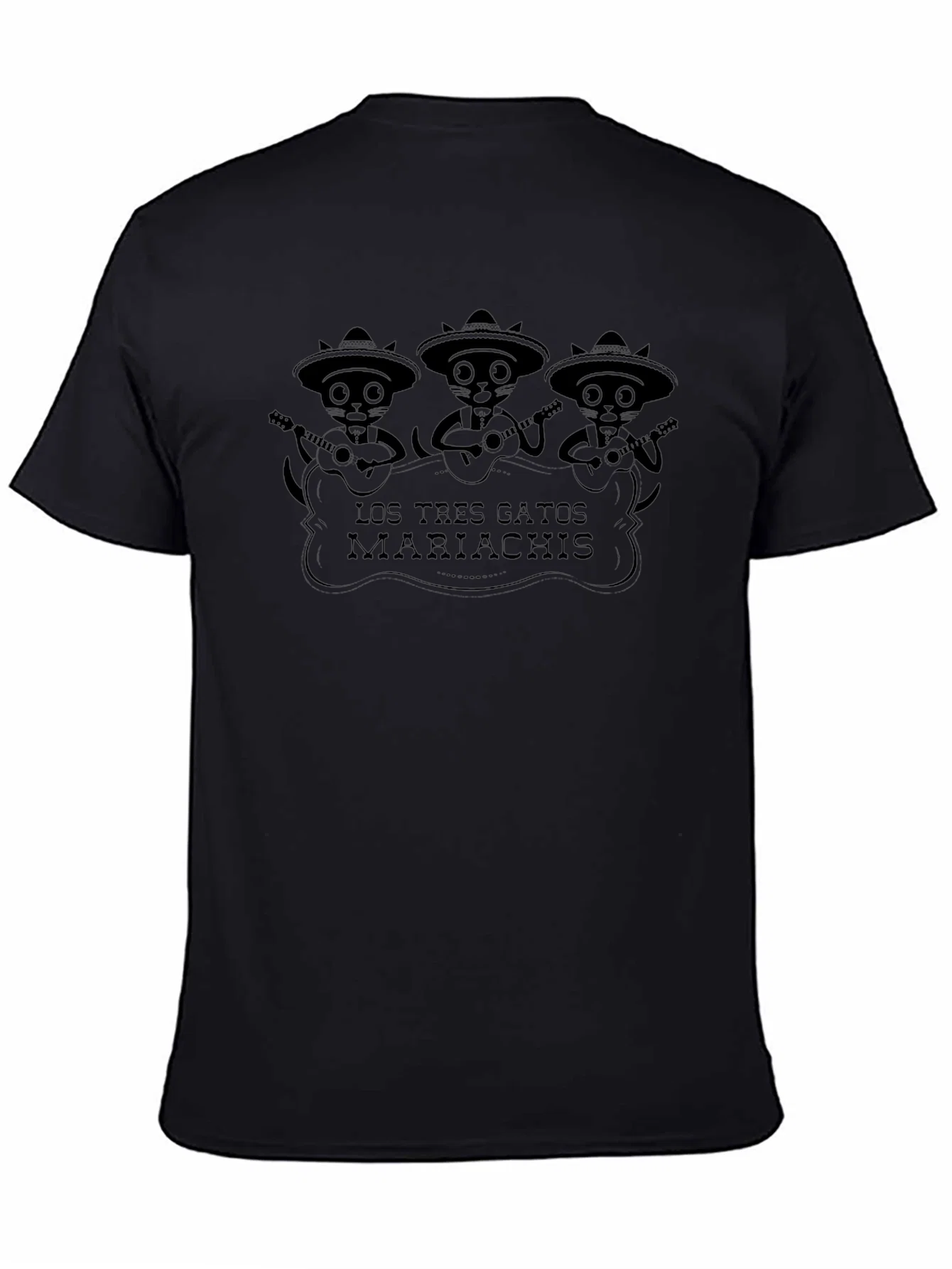 Rebbecca Los Tres Gatos Mariachis Black Graphic Tee