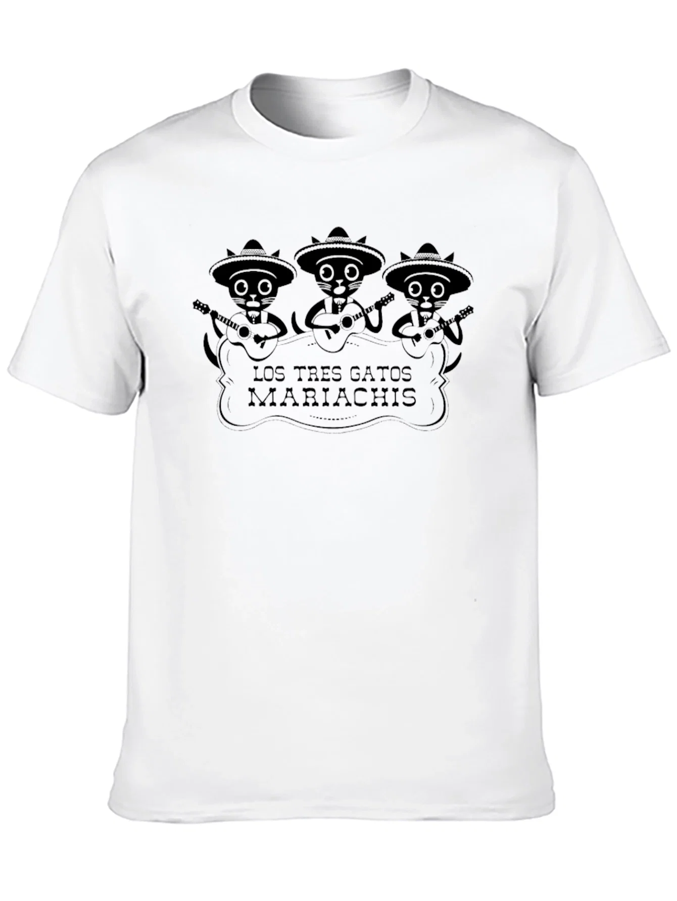 Rebbecca Los Tres Gatos Mariachis Black Graphic Tee