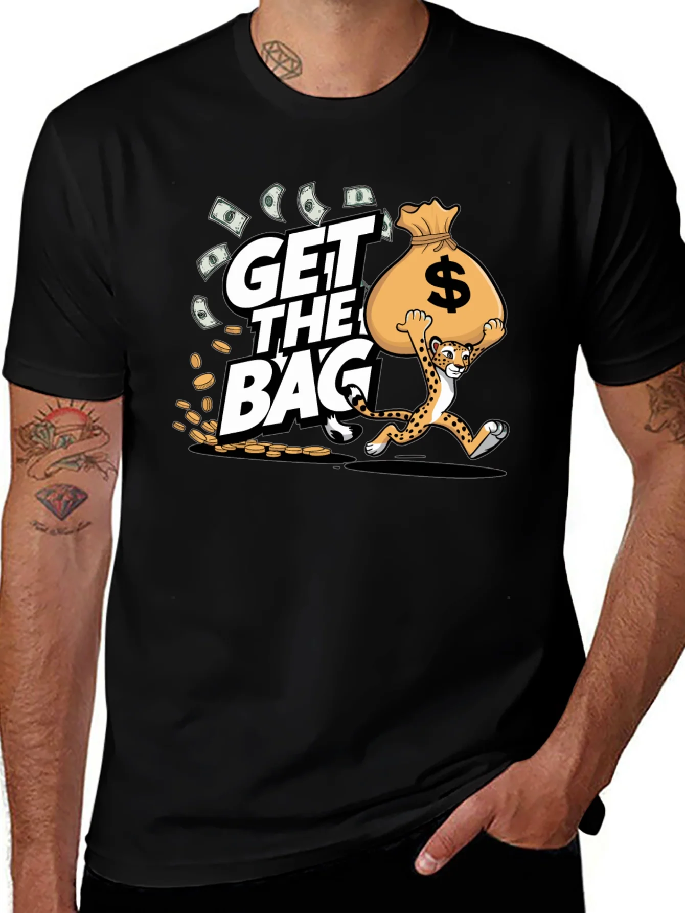 Rebbecca Get the Bag Cheetah Graphic T-Shirt