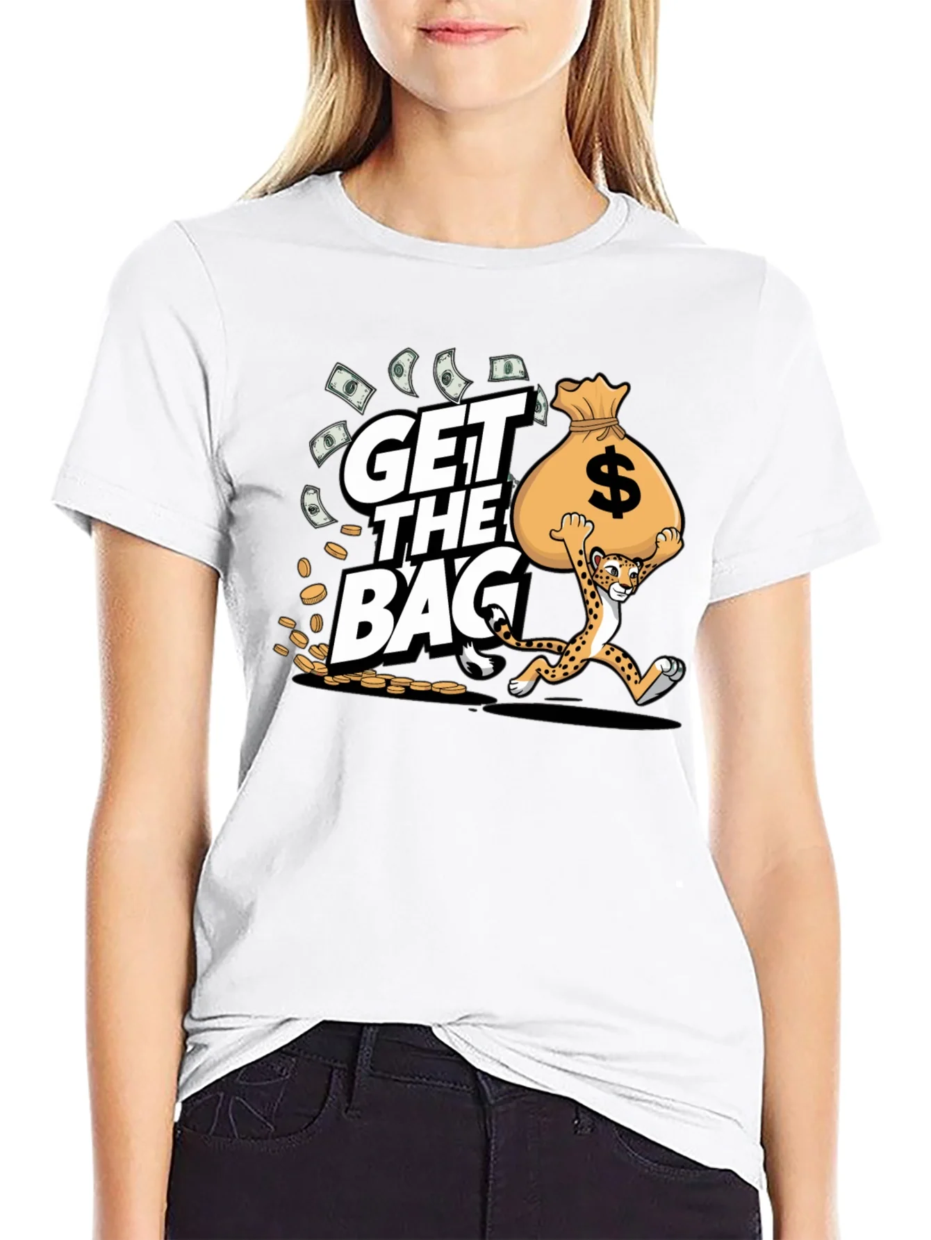 Rebbecca Get the Bag Cheetah Graphic T-Shirt