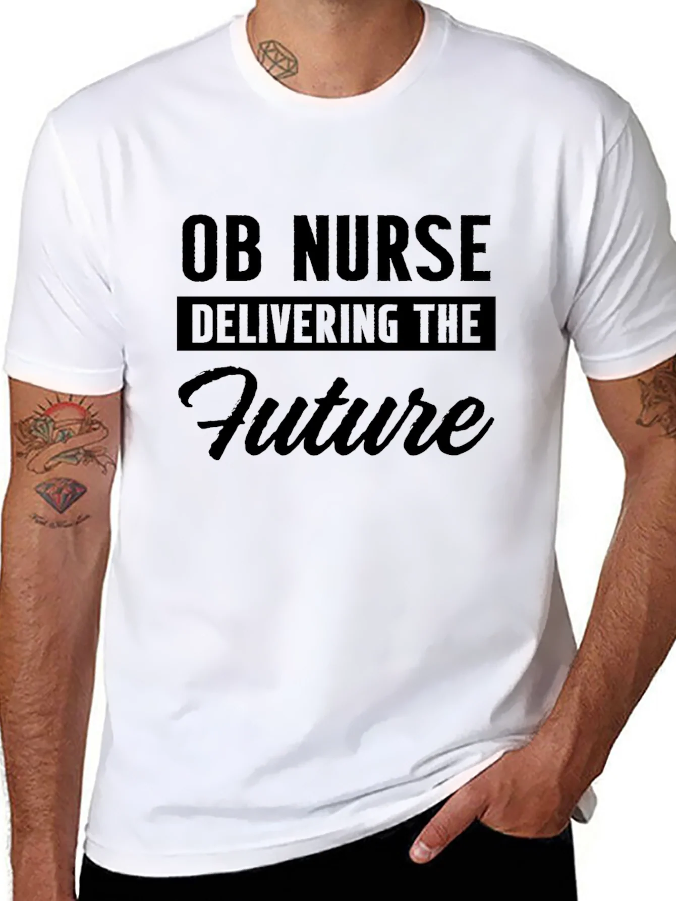 Camiseta Negra OB Nurse Delivering the Future