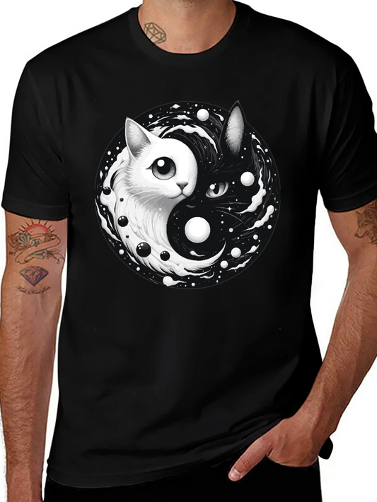 Rebbecca Yin Yang Cat Graphic T-Shirt - Balance & Style