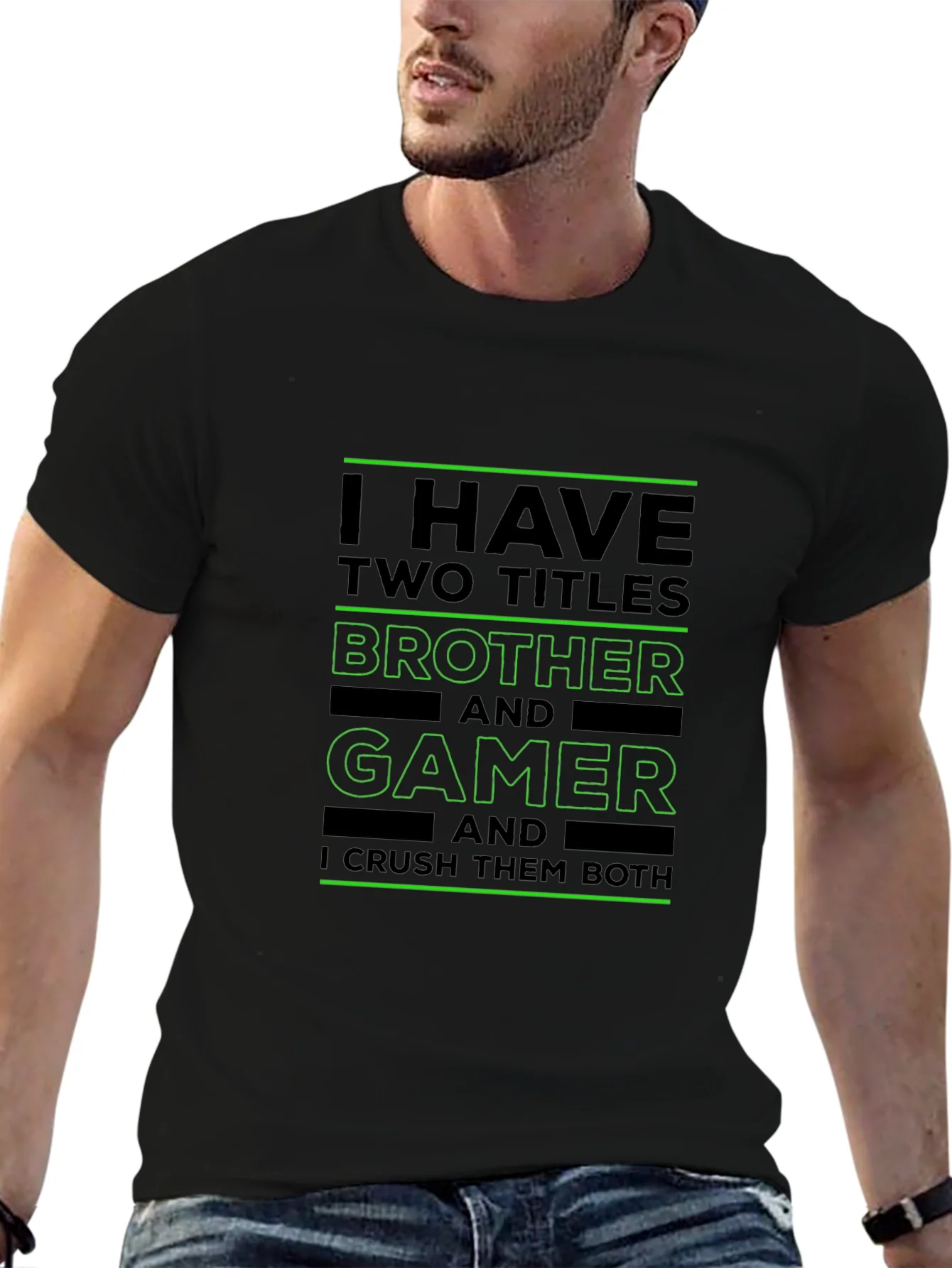 Camiseta Negra Brother and Gamer para Hombre