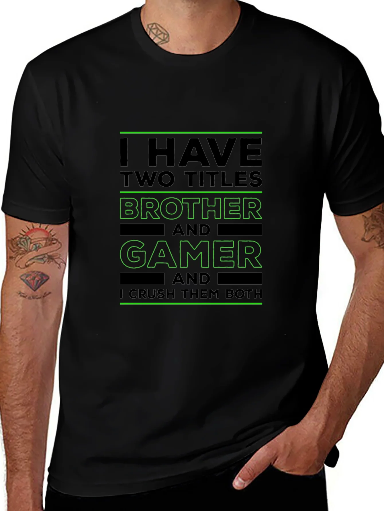Camiseta Negra Brother and Gamer para Hombre