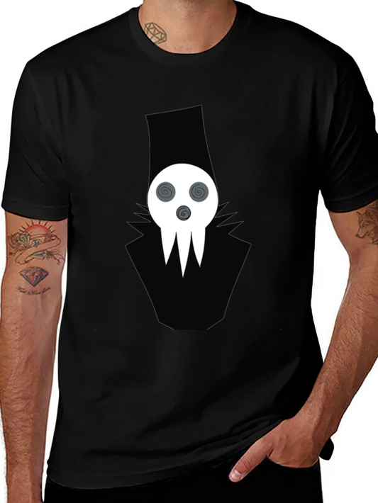 Camiseta Negra con Dise?o de Calavera Minimalista