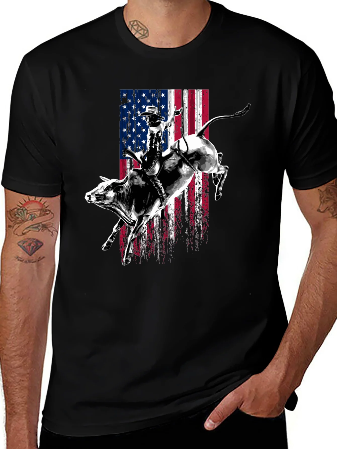 Camiseta Vaquero Toro Bandera Americana