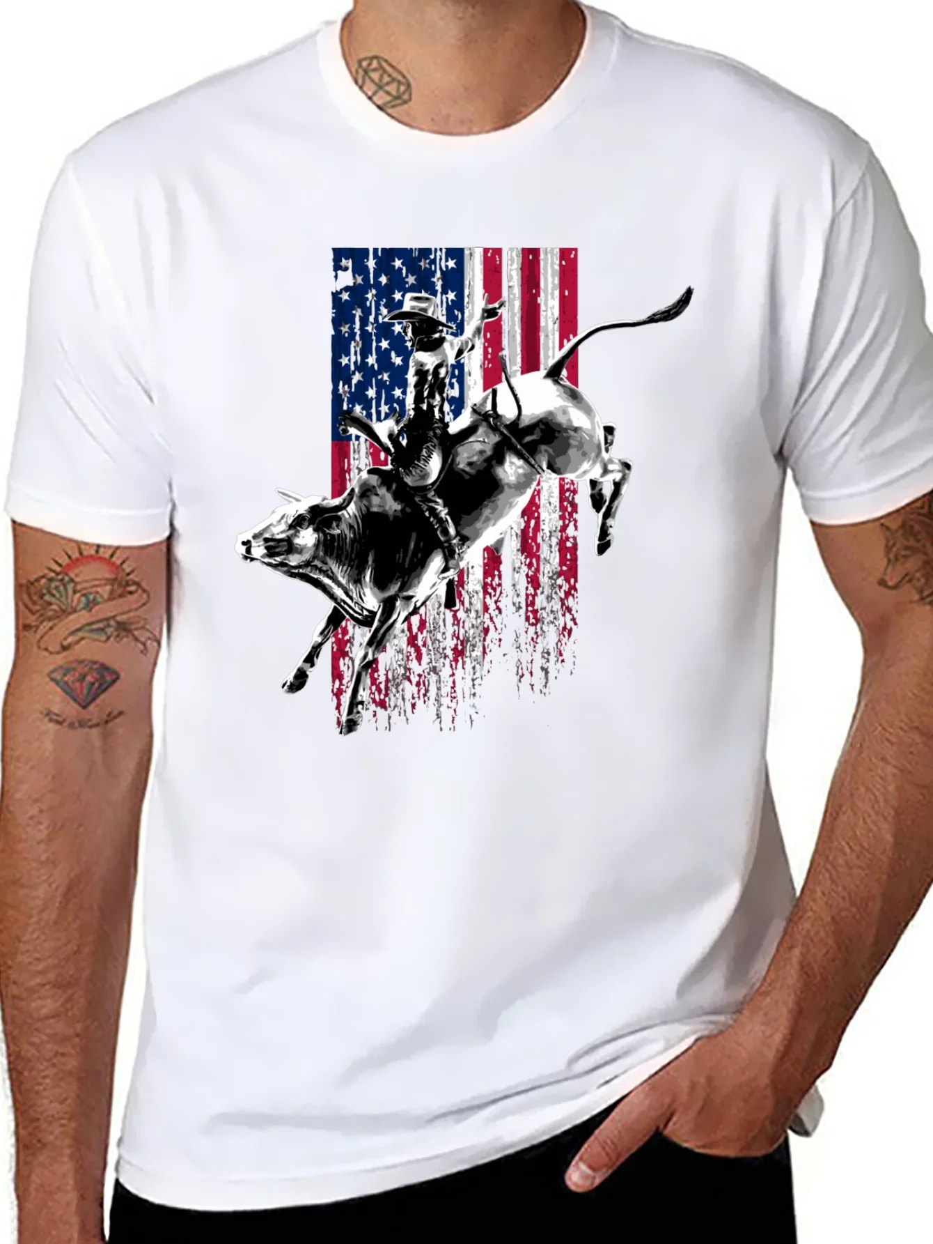 Camiseta Vaquero Toro Bandera Americana