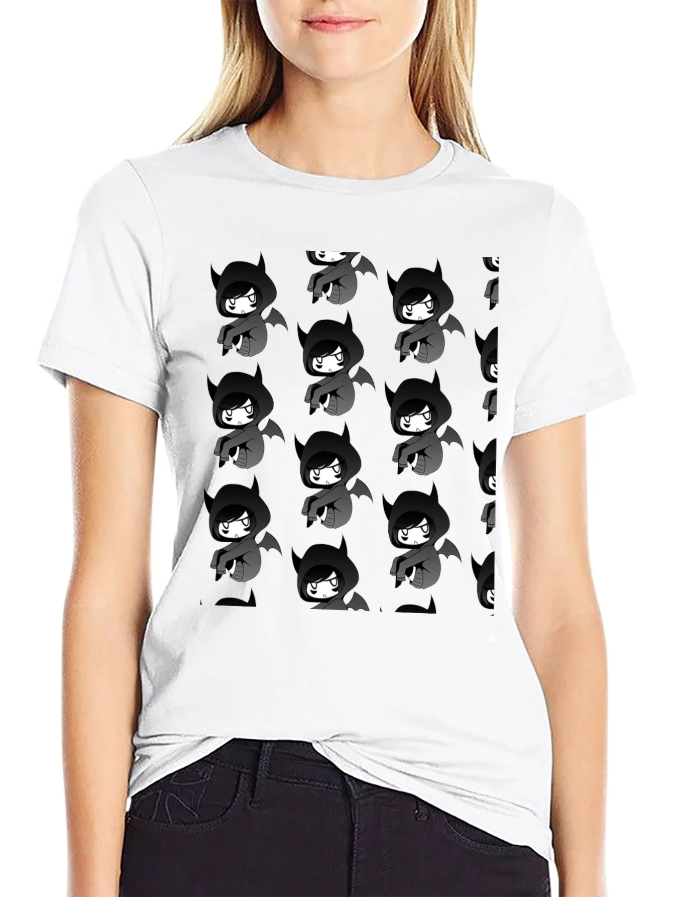 Camiseta Negra Estampado Personaje G¨®tico