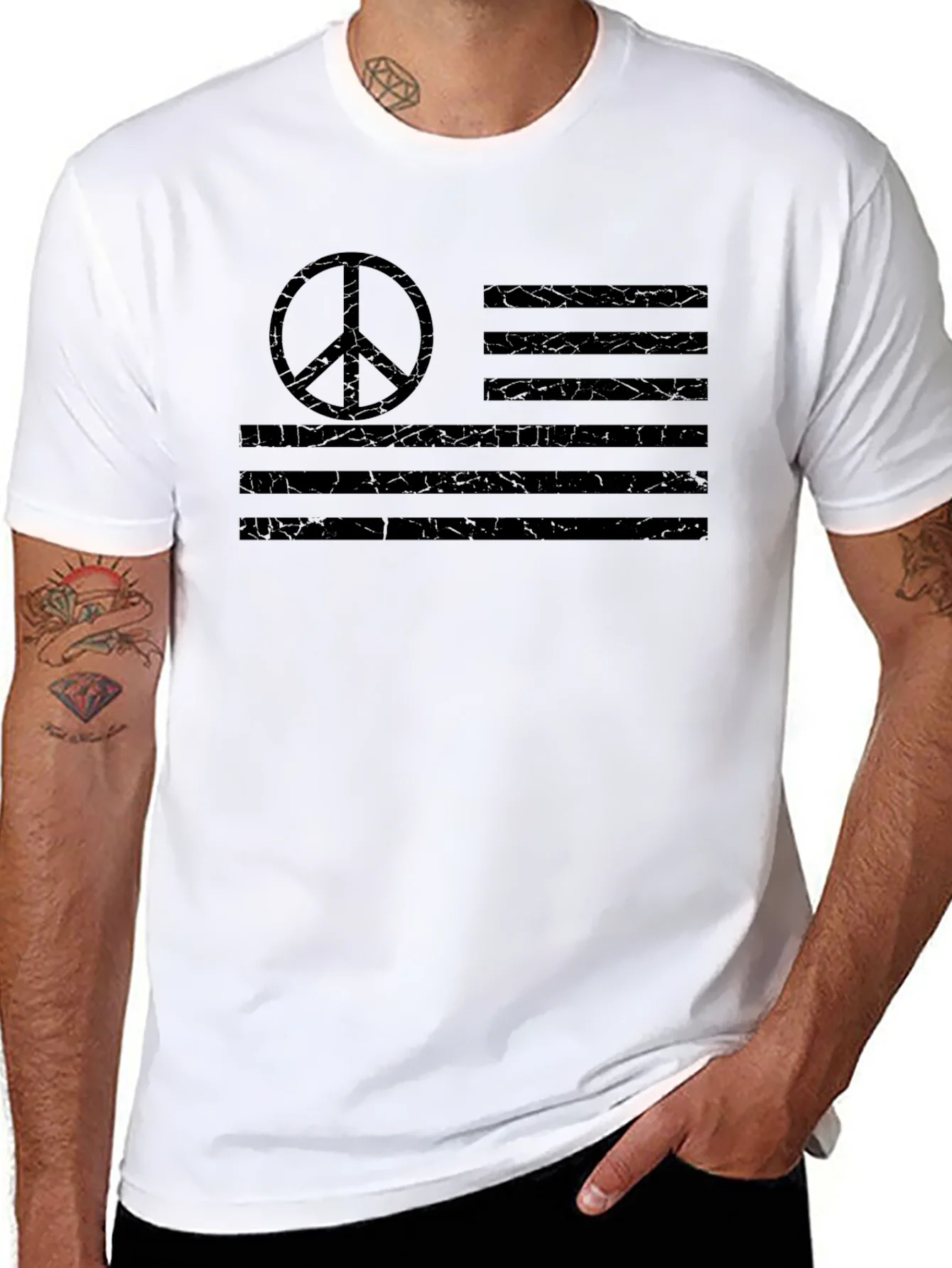 Rebbecca Peace Flag Graphic T-Shirt - Black