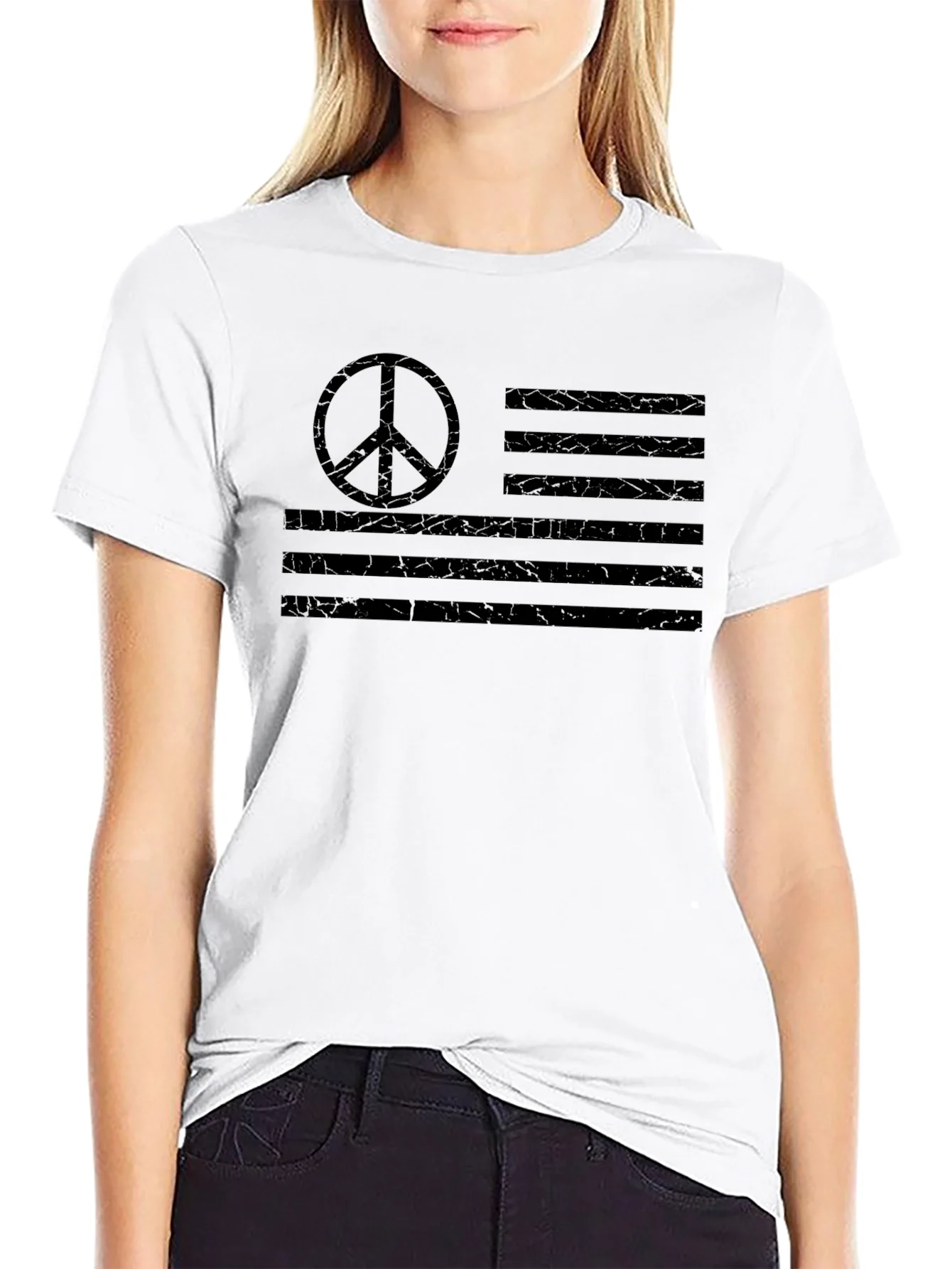 Rebbecca Peace Flag Graphic T-Shirt - Black