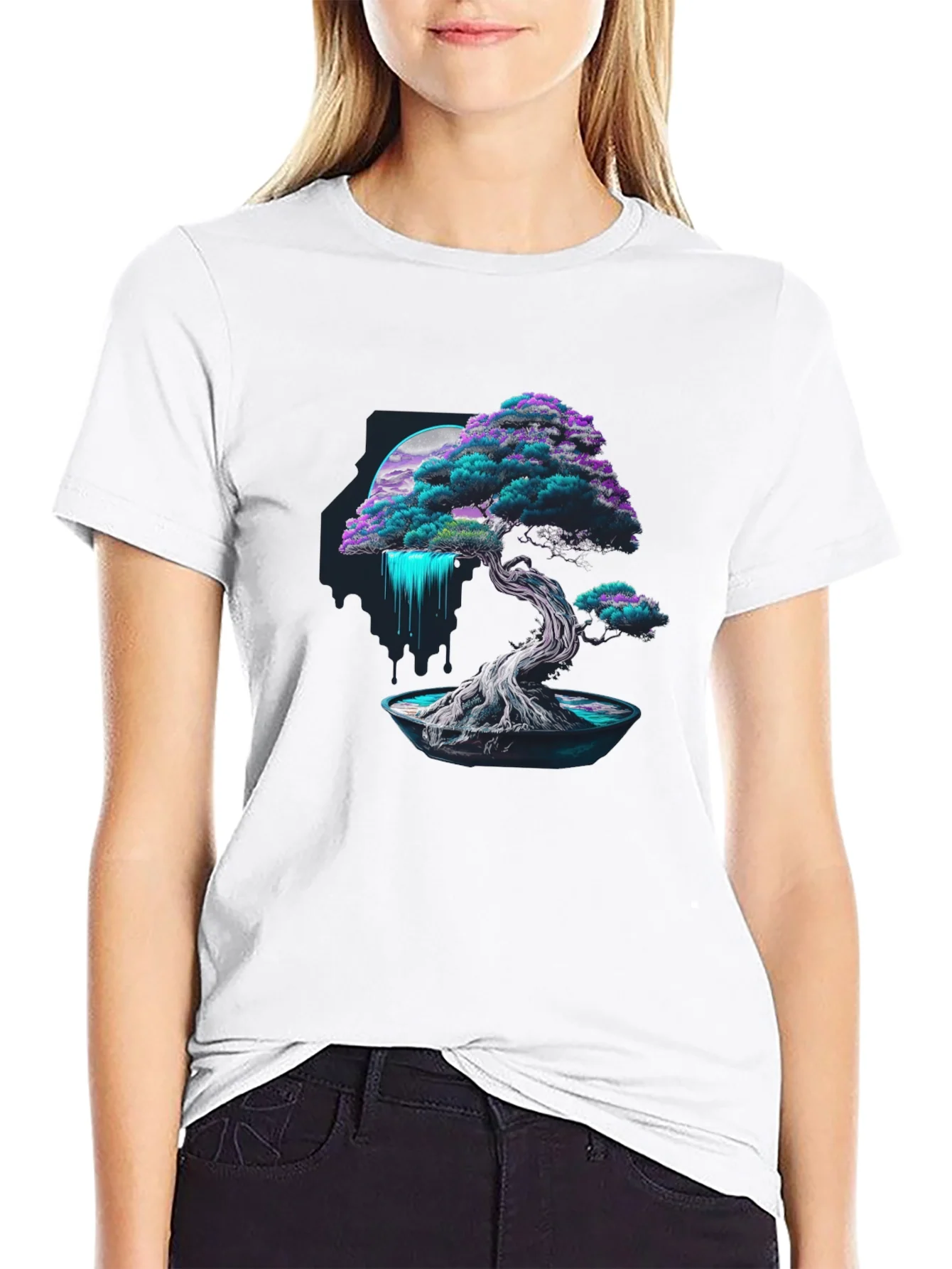 Rebbecca Neon Bonsai Tree Graphic Tee - Modern Streetwear