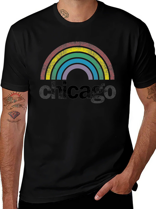 Rebbecca Chicago Rainbow Retro Graphic T-Shirt
