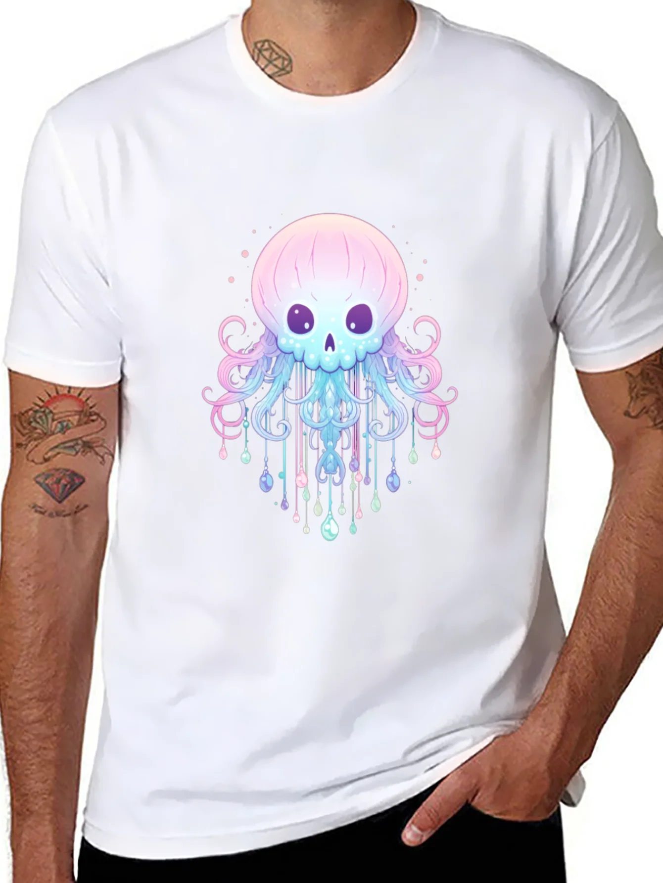 Camiseta Negra con Dise?o de Medusa Esquel¨¦tica