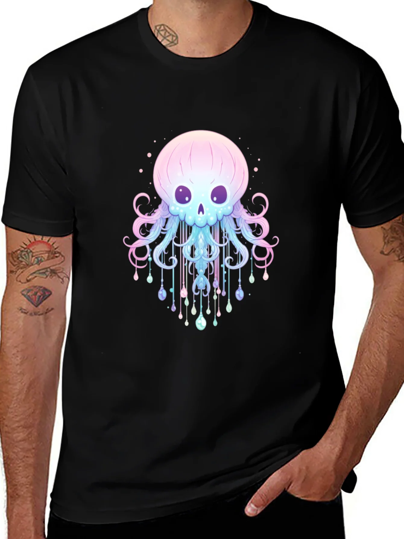 Camiseta Negra con Dise?o de Medusa Esquel¨¦tica