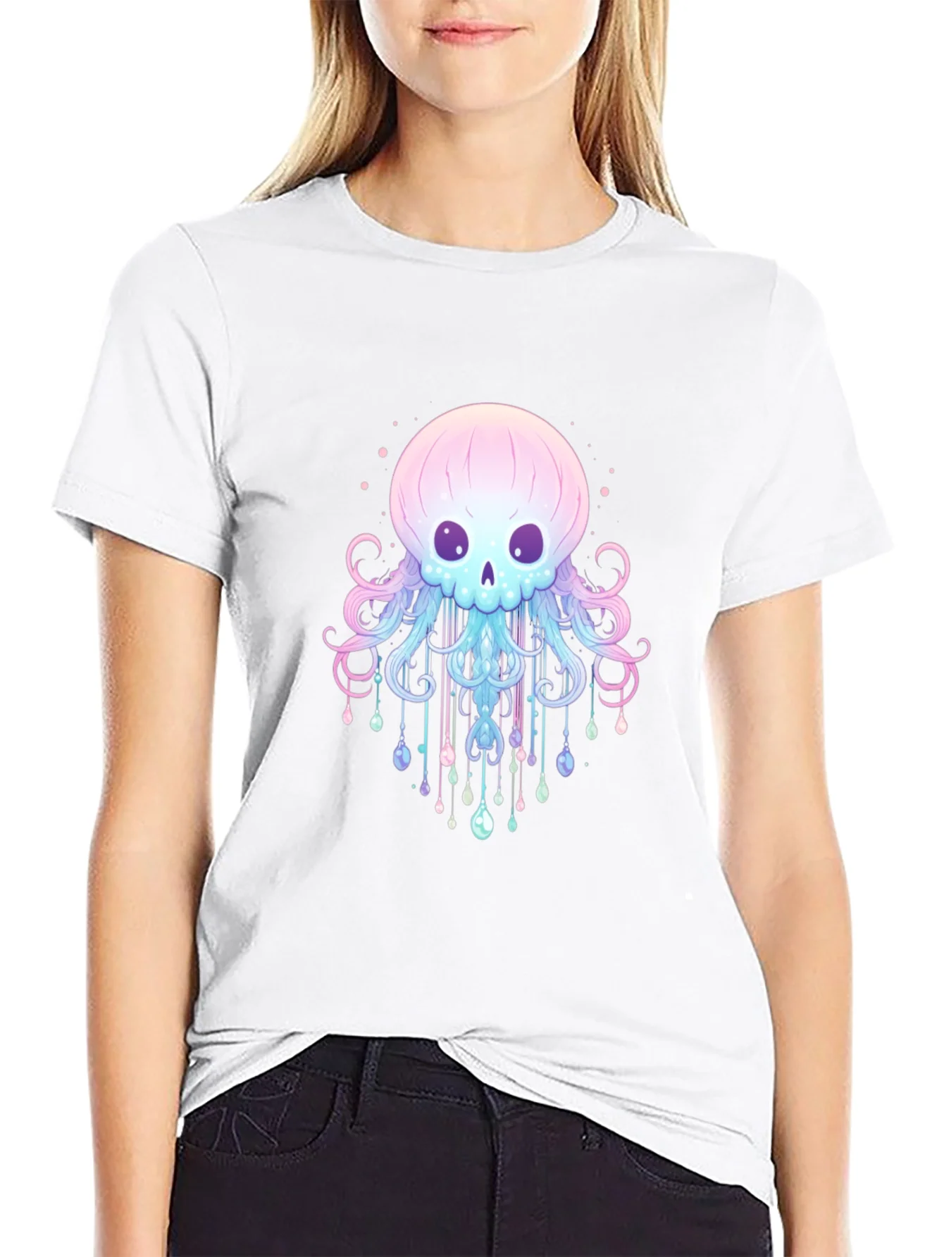 Camiseta Negra con Dise?o de Medusa Esquel¨¦tica