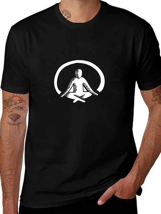 Camiseta Negra Hombre con Dise?o Yoga Meditaci¨®n