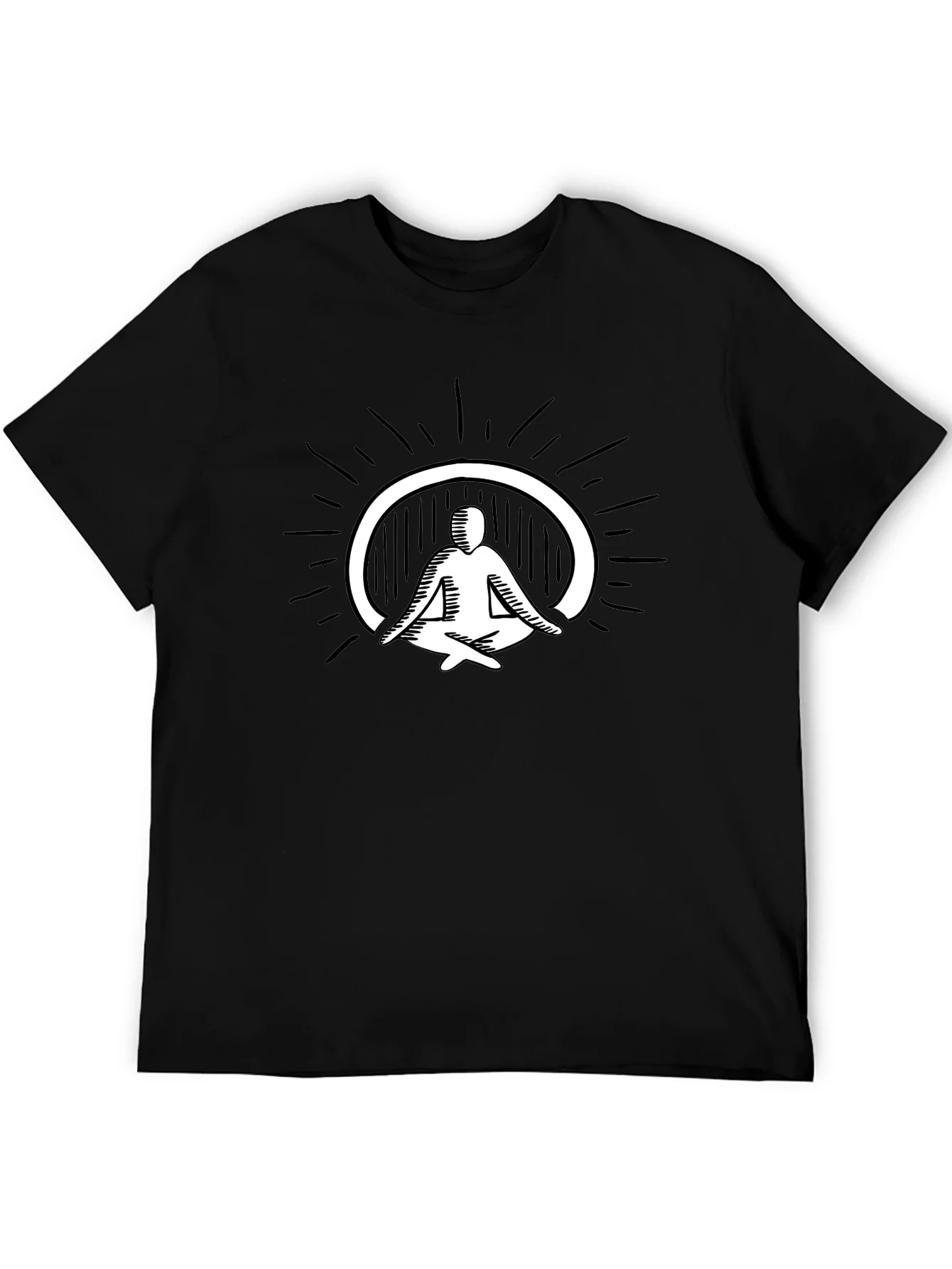 Camiseta Negra Hombre con Dise?o Yoga Meditaci¨®n