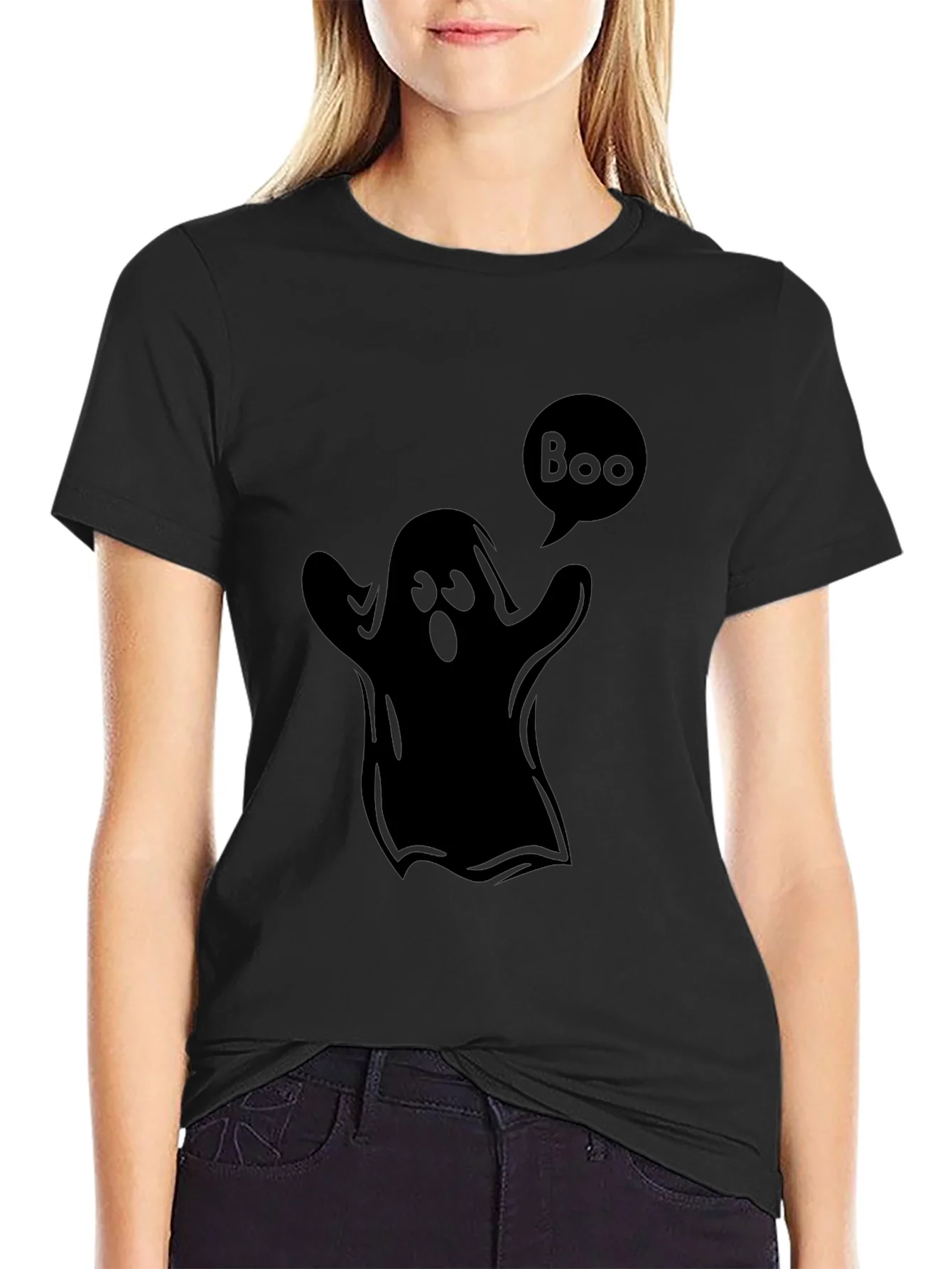 Rebbecca Boo Ghost Black T-Shirt - Halloween Spooky Season