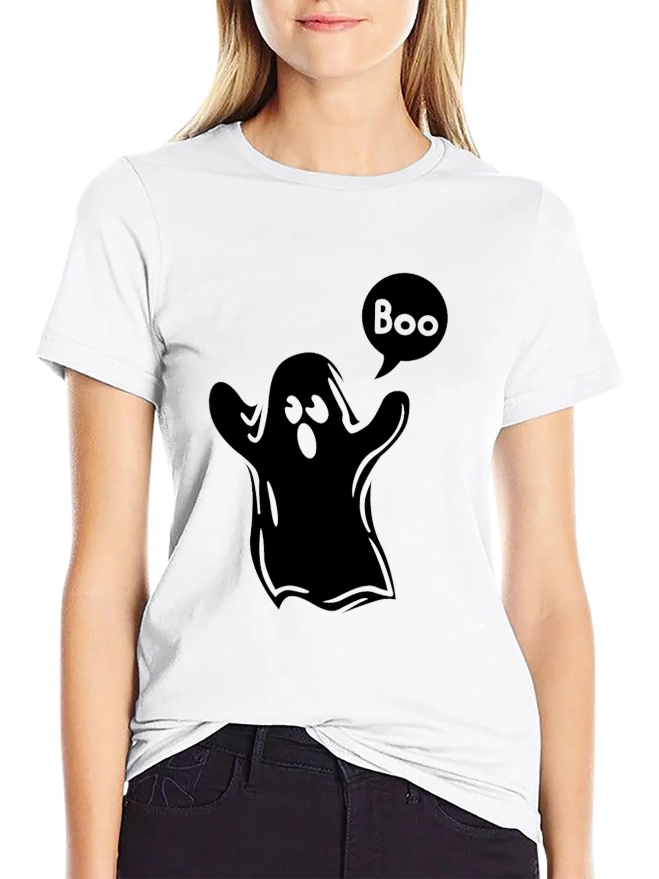 Rebbecca Boo Ghost Black T-Shirt - Halloween Spooky Season