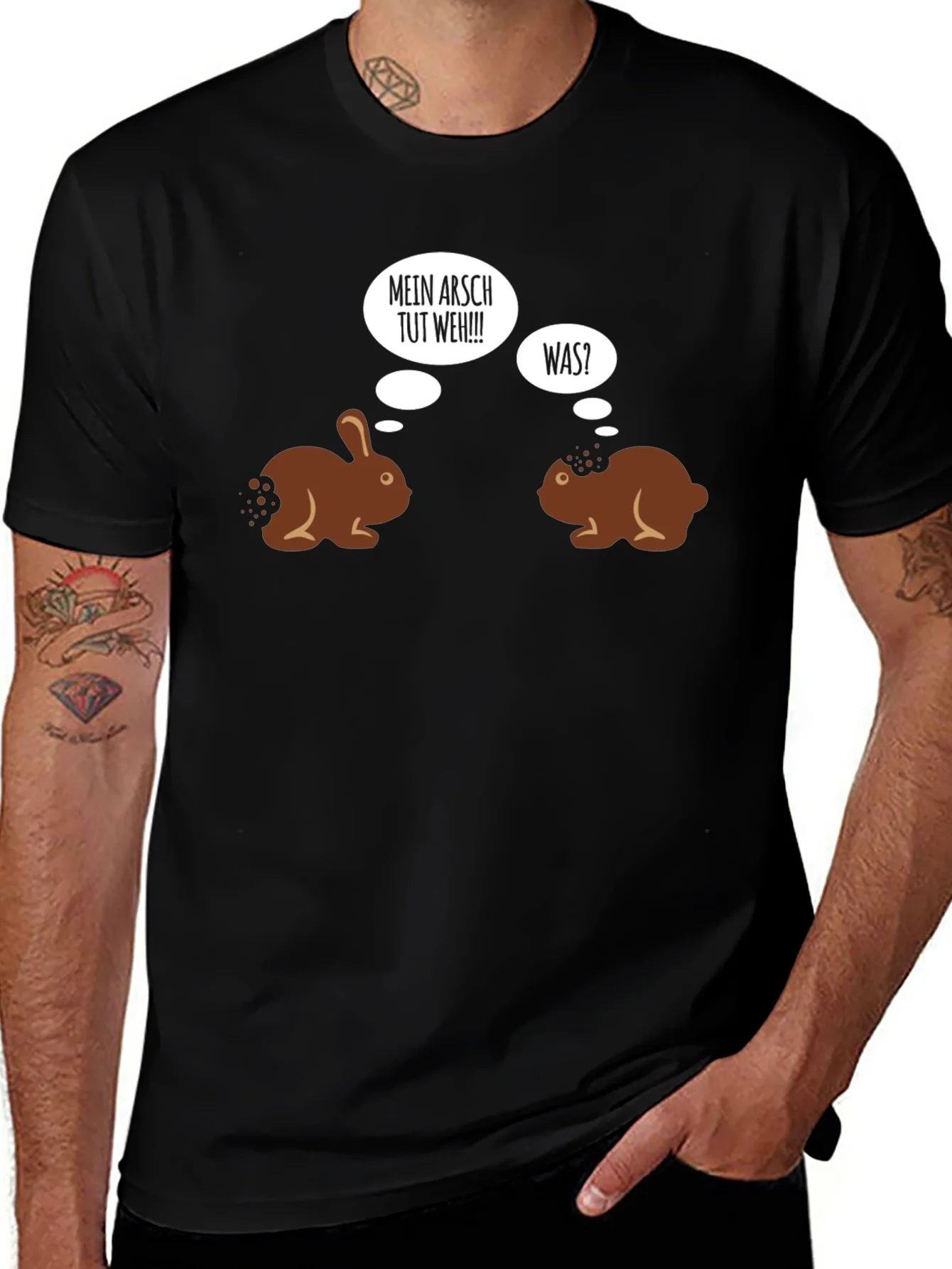 Camiseta Negra Humor Conejos de Chocolate