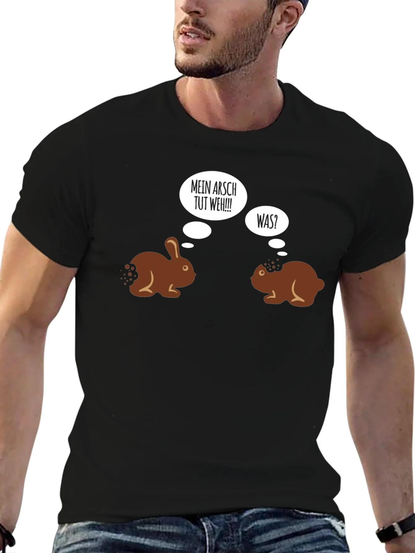 Camiseta Negra Humor Conejos de Chocolate